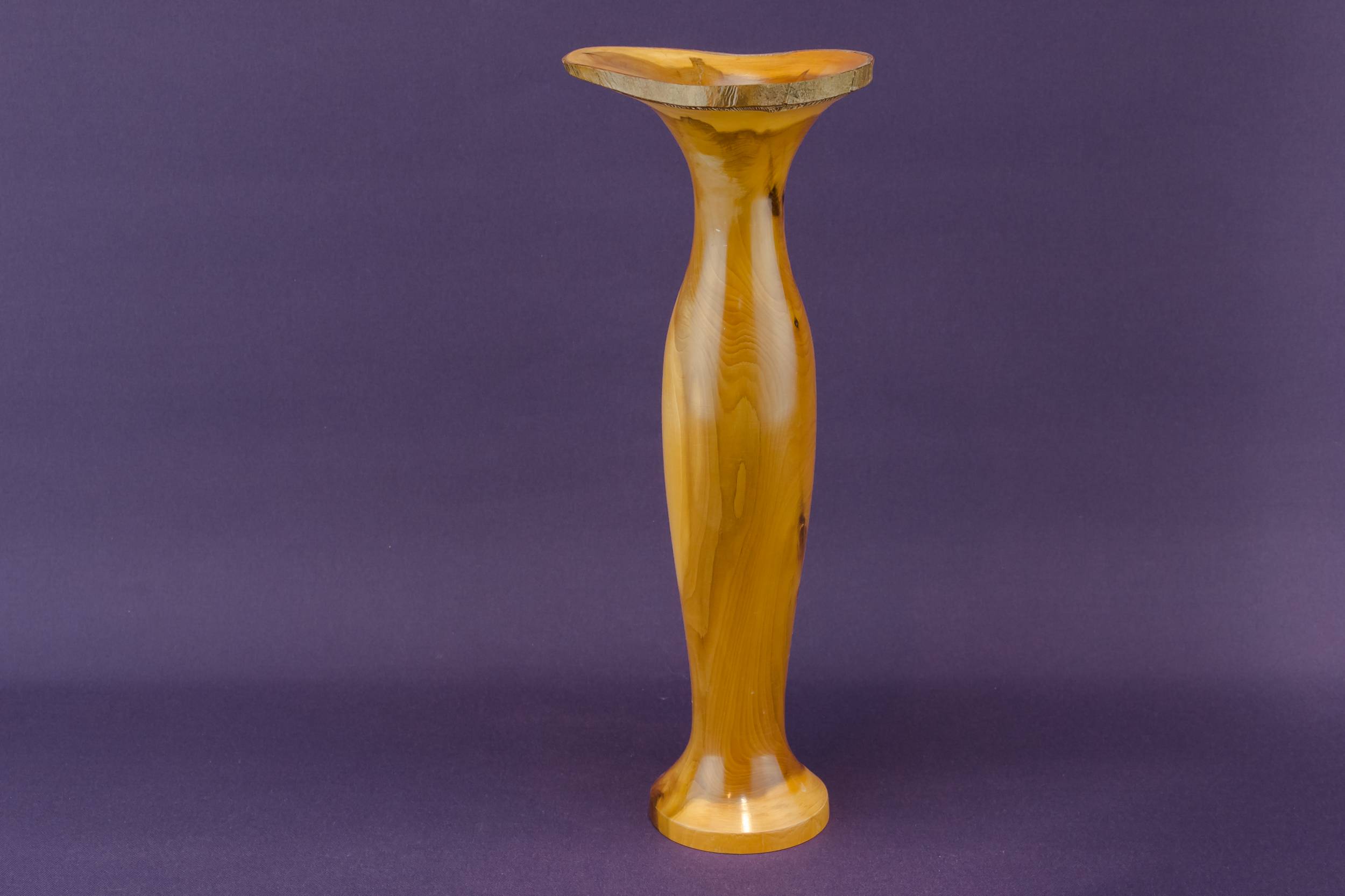 Unusual Folk Art — Carved yew wood vase 1