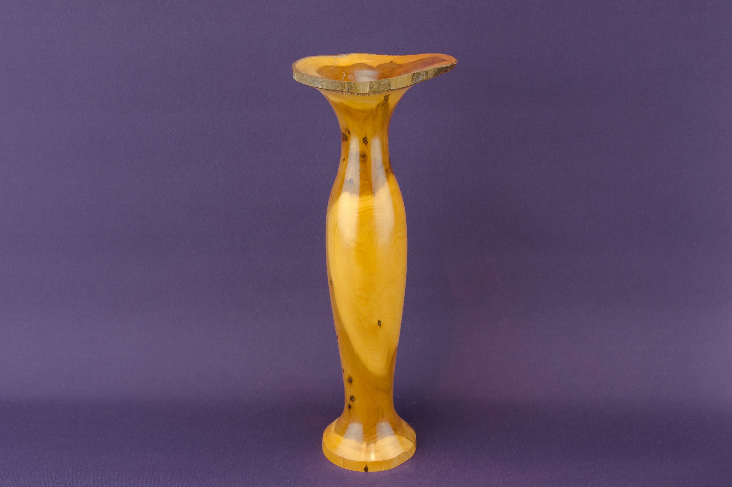 Unusual Folk Art — Carved yew wood vase
