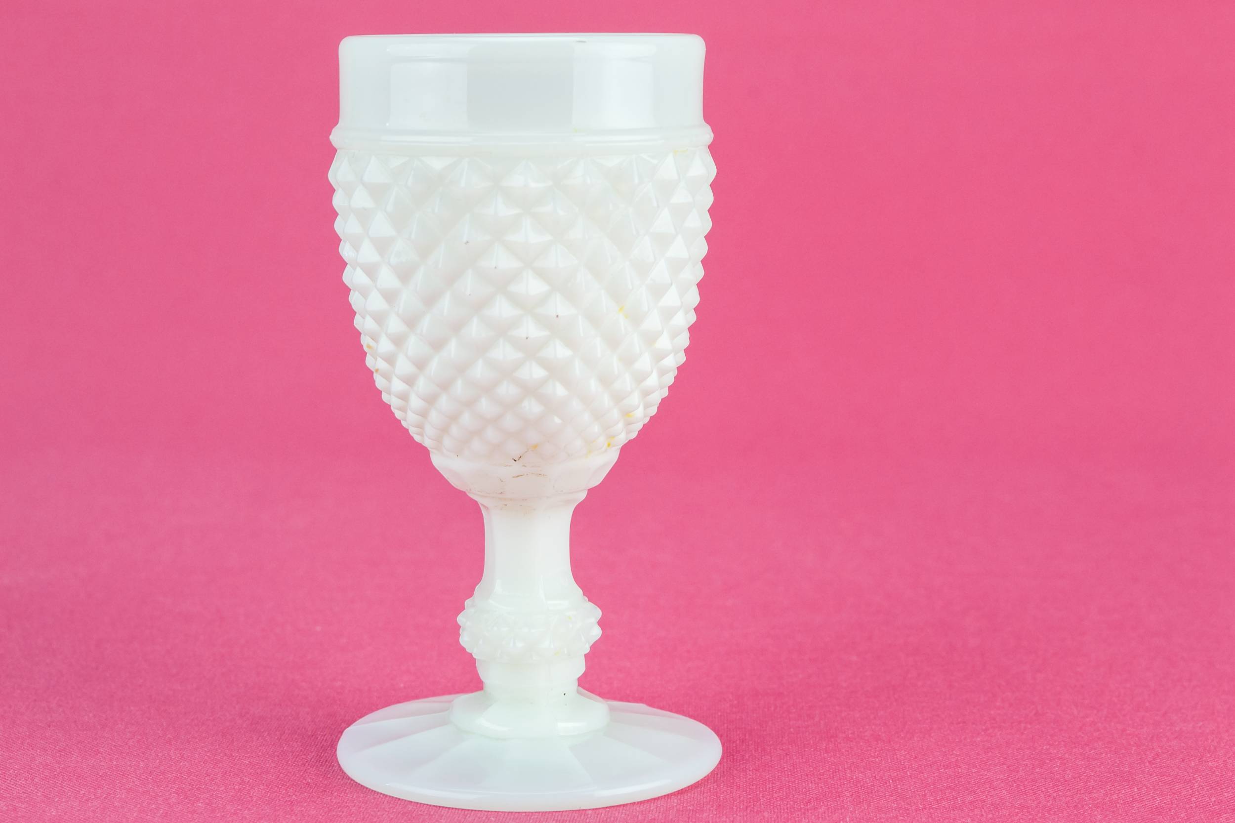 Unusual Moulded Hobnail — 4 white port glasses