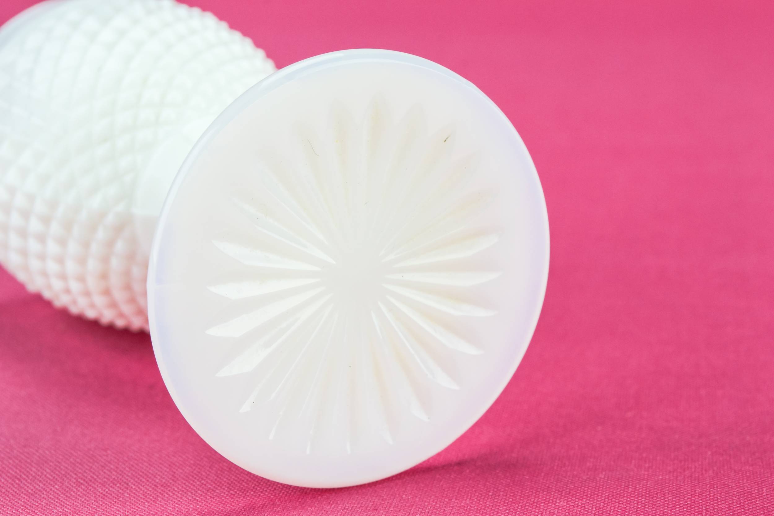 Unusual Moulded Hobnail — 4 white port glasses 1