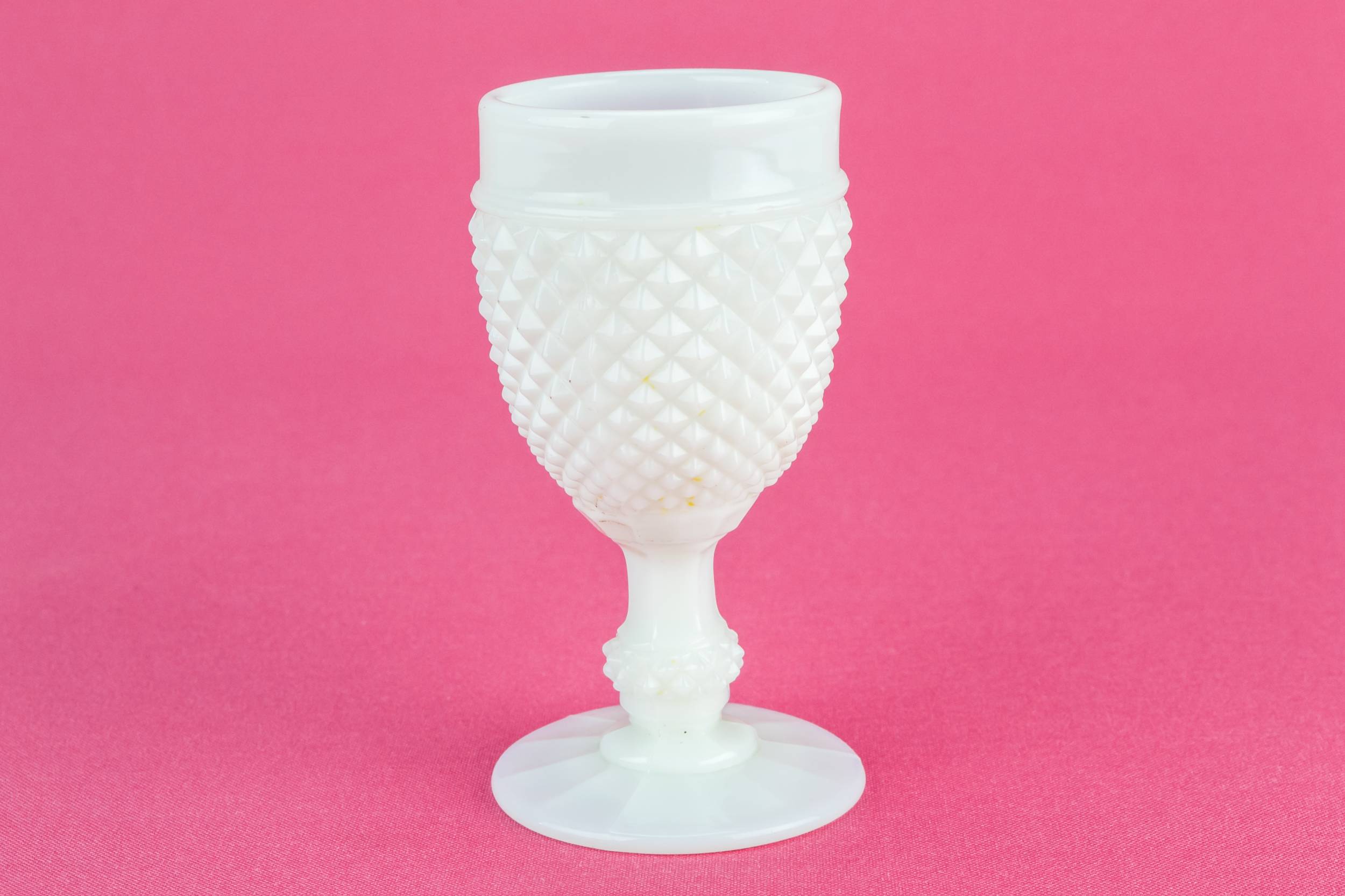 Unusual Moulded Hobnail — 4 white port glasses 2