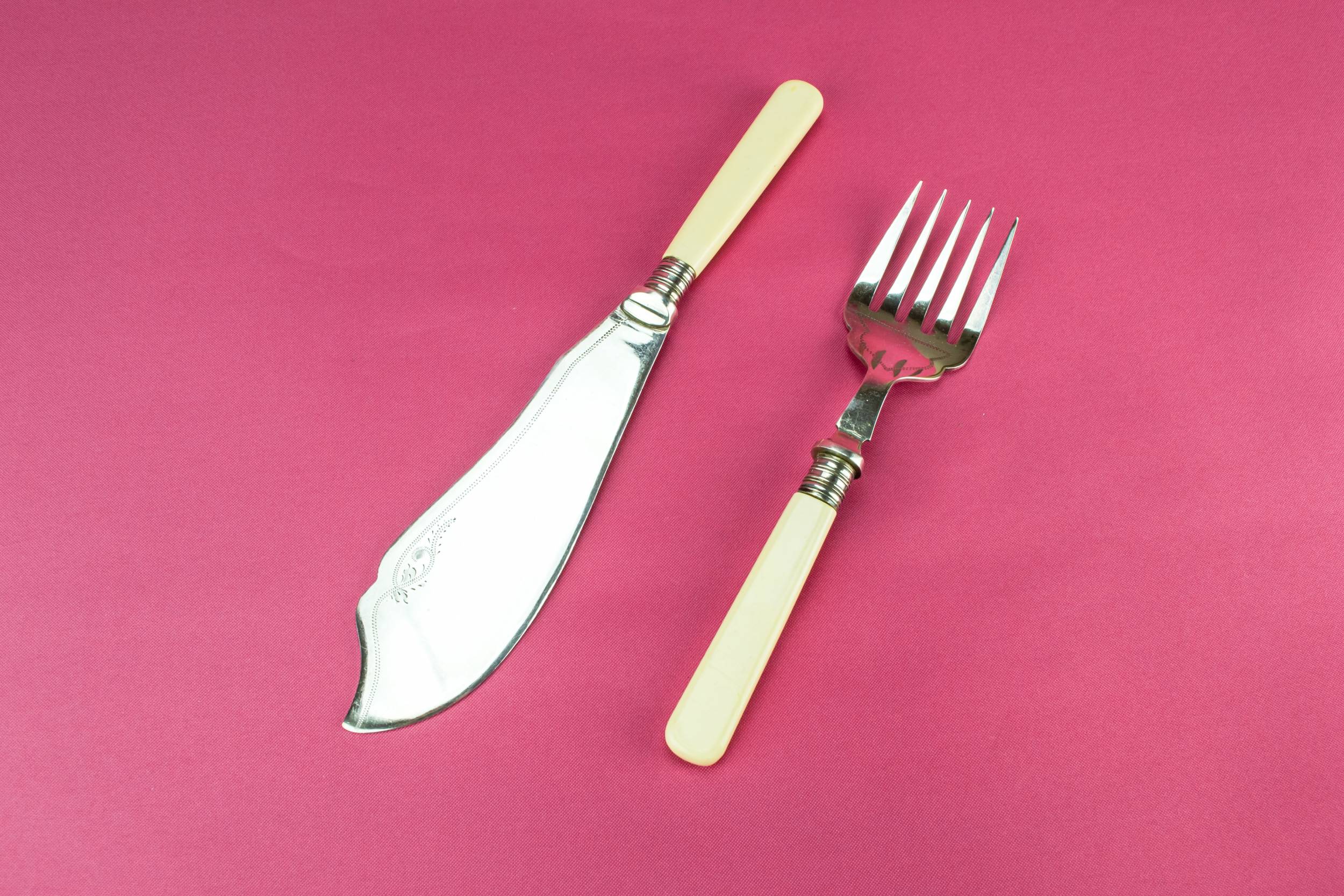 Silver Plated Serving — Large serving knife and fork