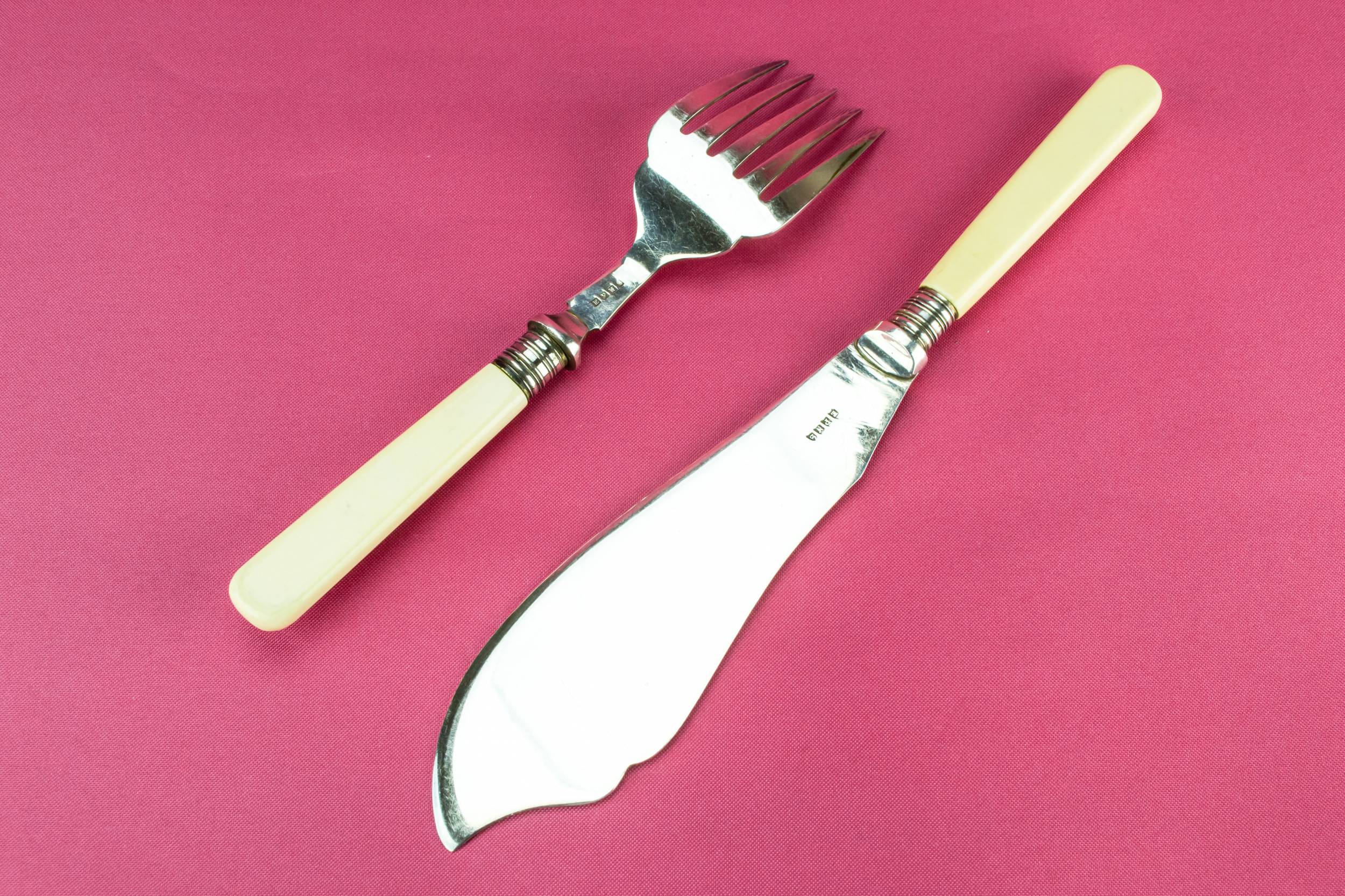 Silver Plated Serving — Large serving knife and fork 2