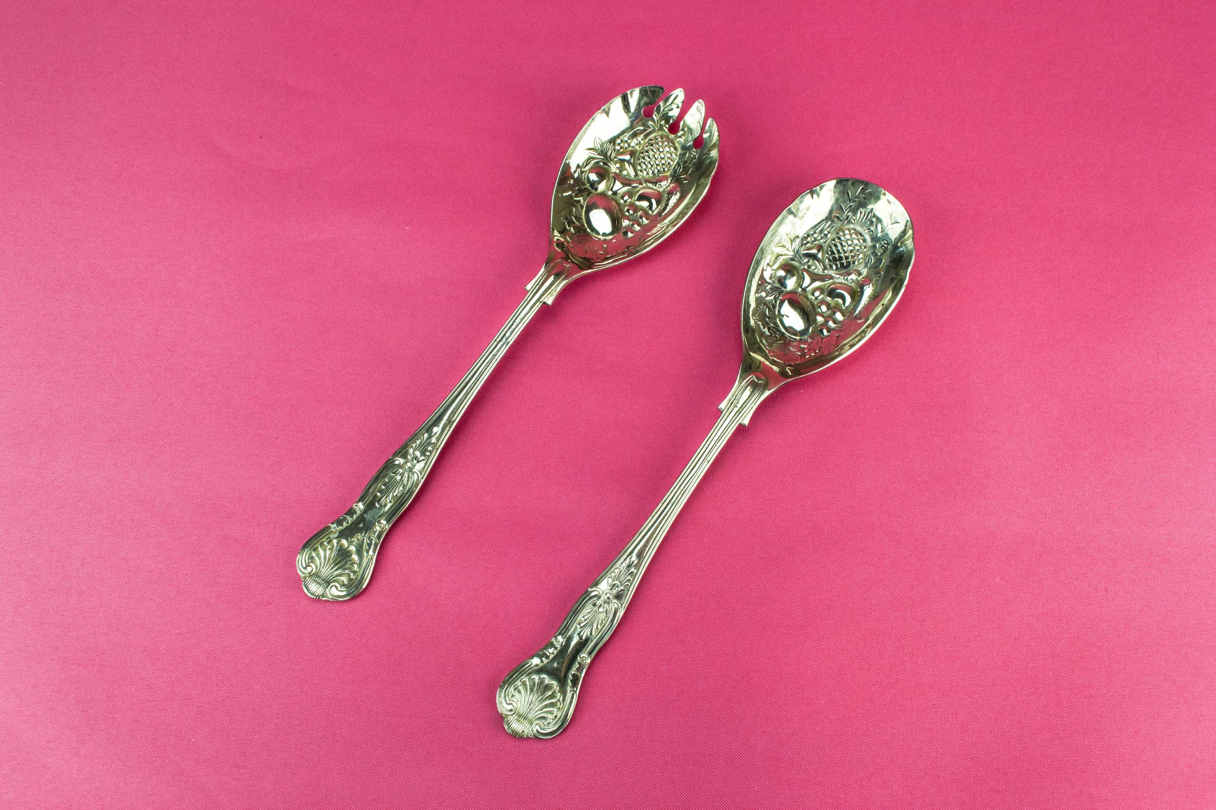 Victorian Elegant Fruits — 2 silver serving spoons