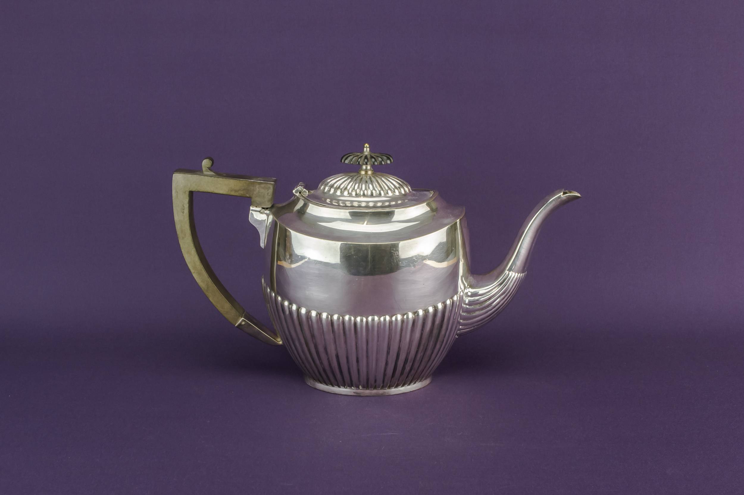 Silver Plated Metal — Gadrooned teapot