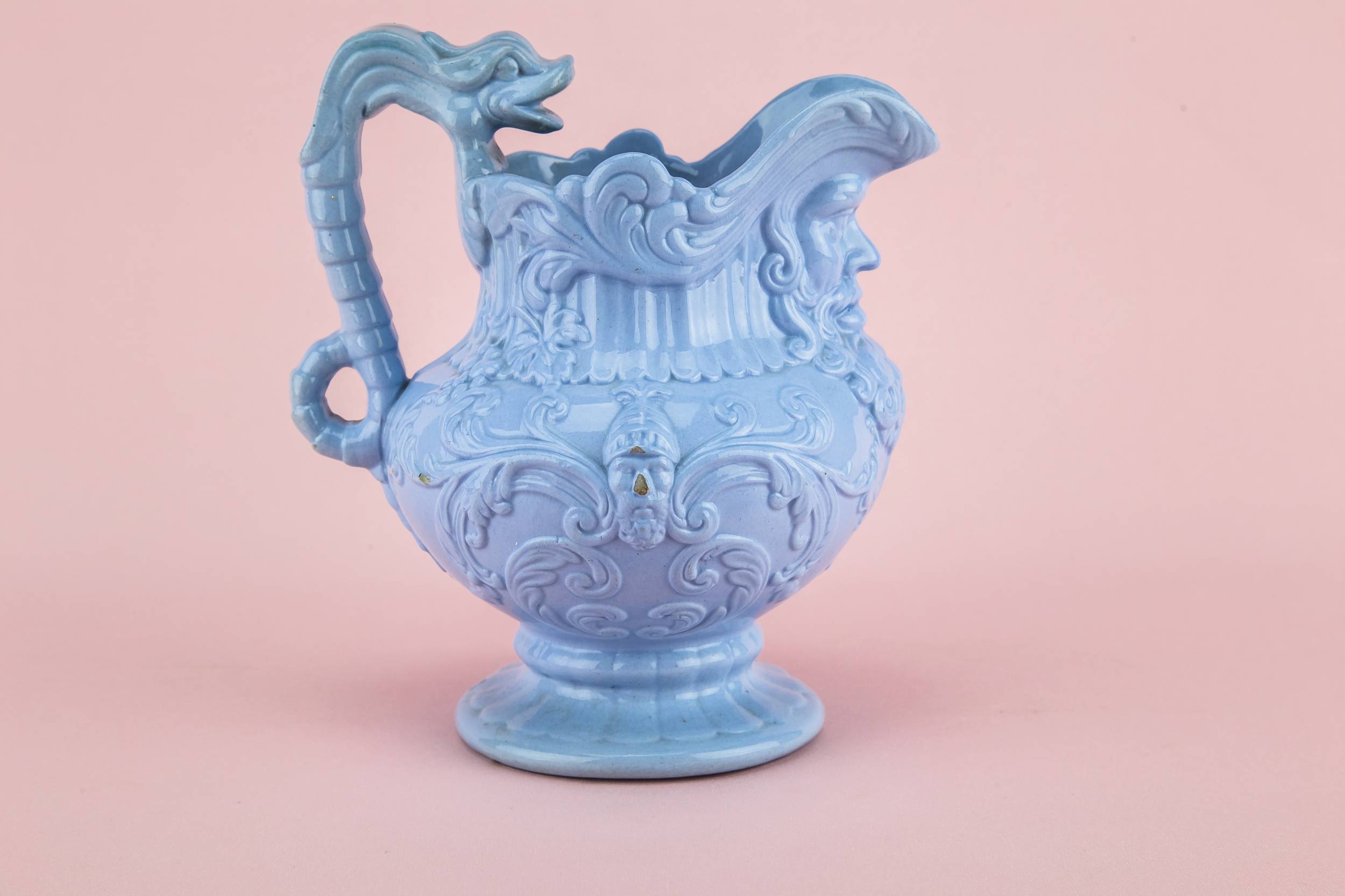 High Victorian Antique — Opulent blue water jug