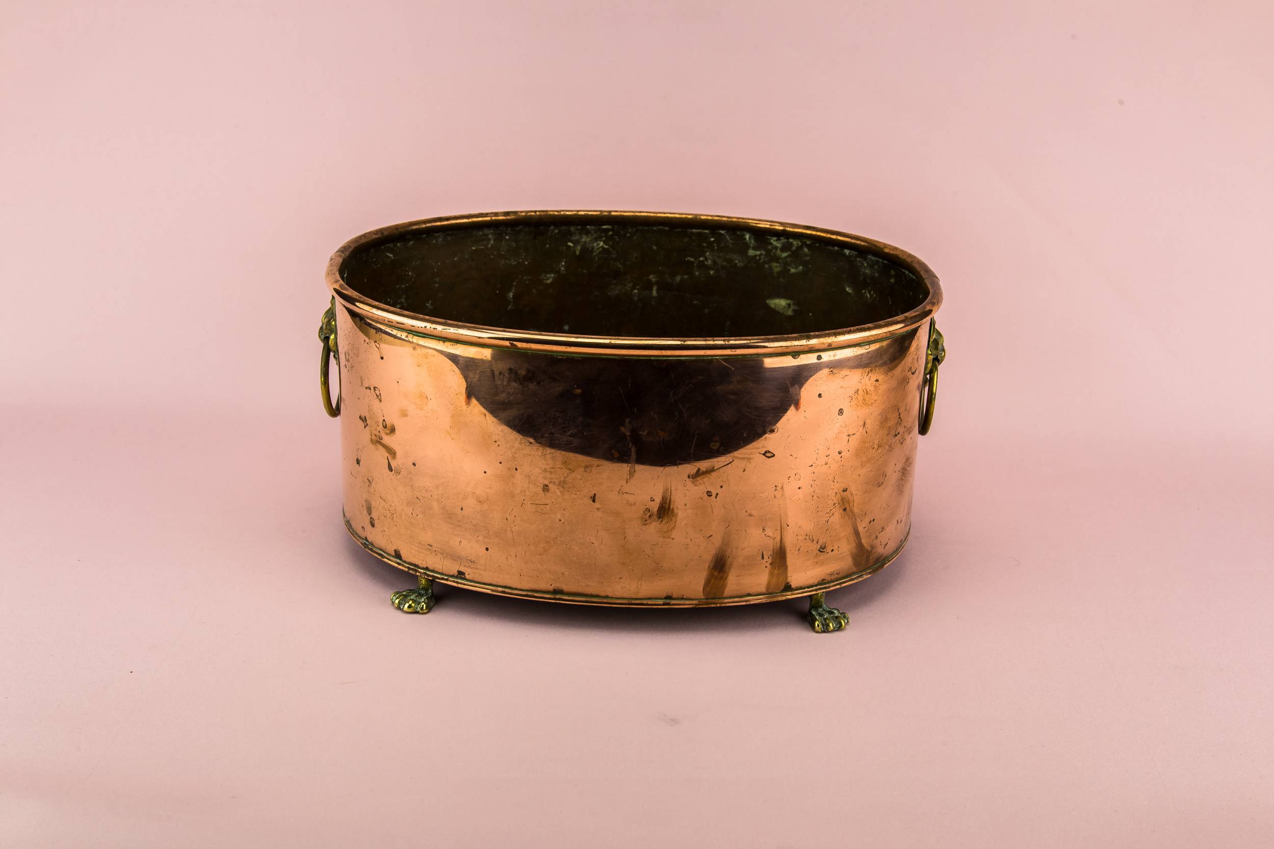 Copper Neo-classical PLANTER — Copper planter lion handle 1