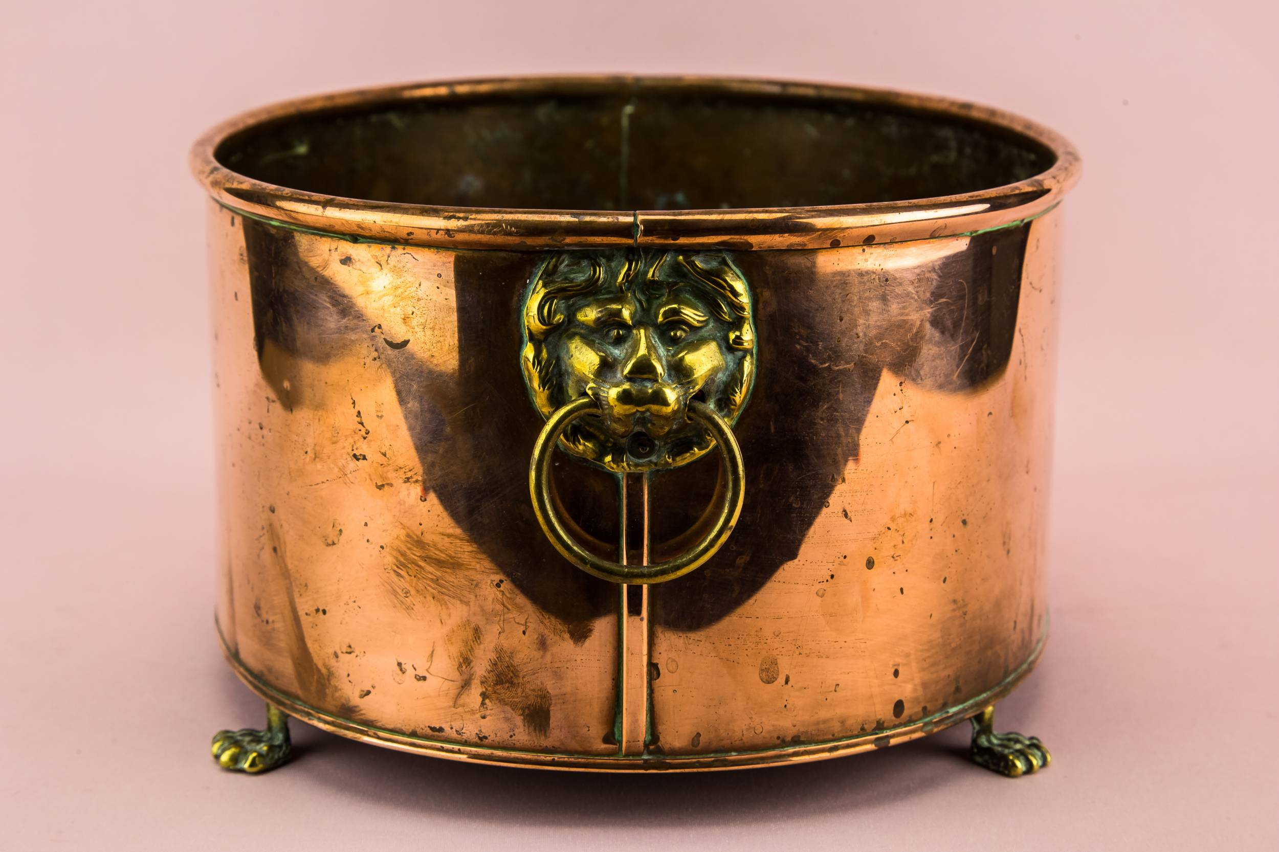 Copper Neo-classical PLANTER — Copper planter lion handle 4