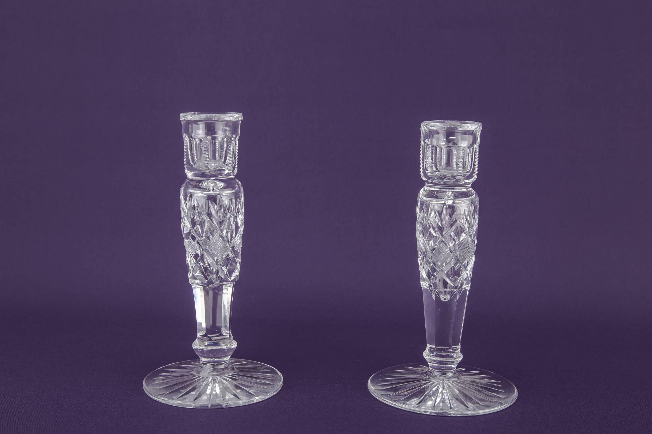 Sparkling Medium Diamond — 2 cut crystal candlesticks