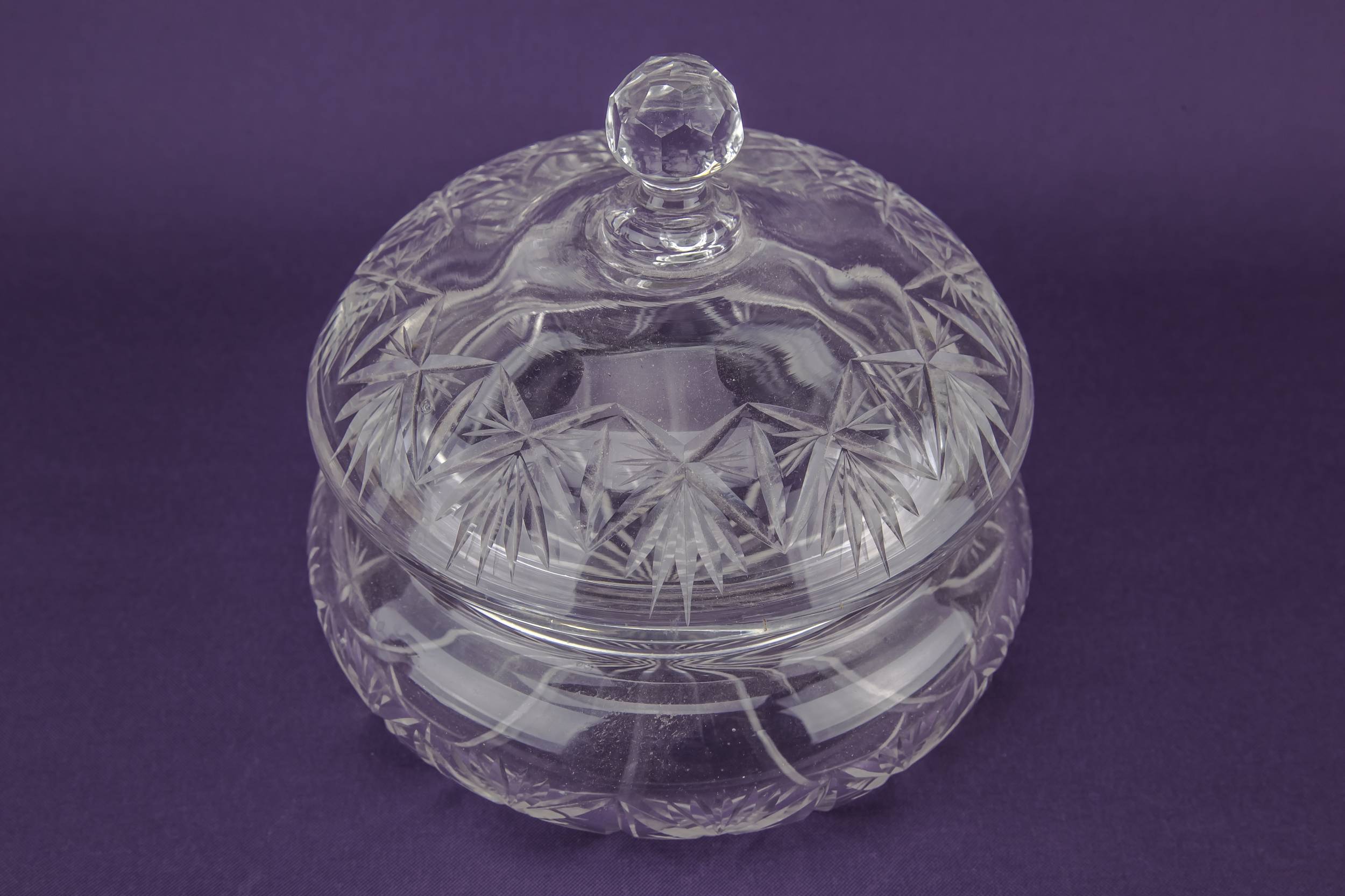 Glass Retro Diamond — Cut glass butter dish 2