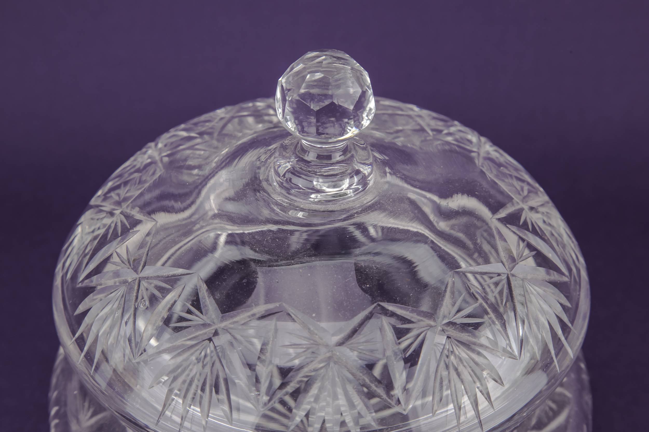 Glass Retro Diamond — Cut glass butter dish 1