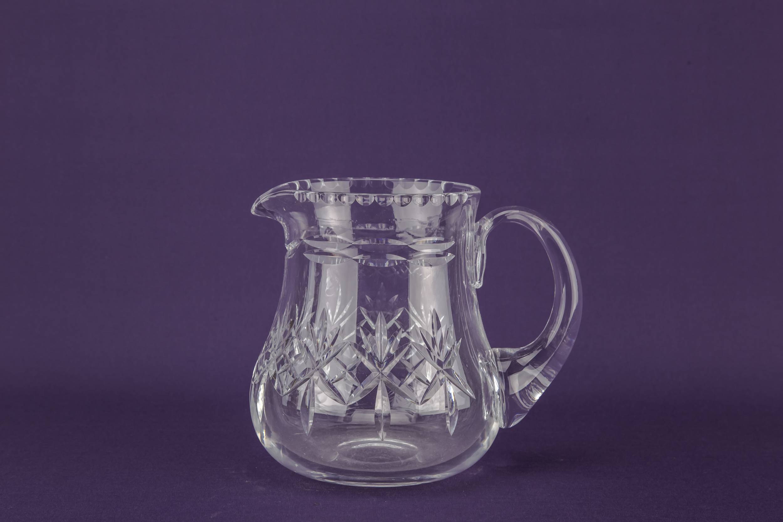 Vintage Medium Crosshatch — Cut glass water jug
