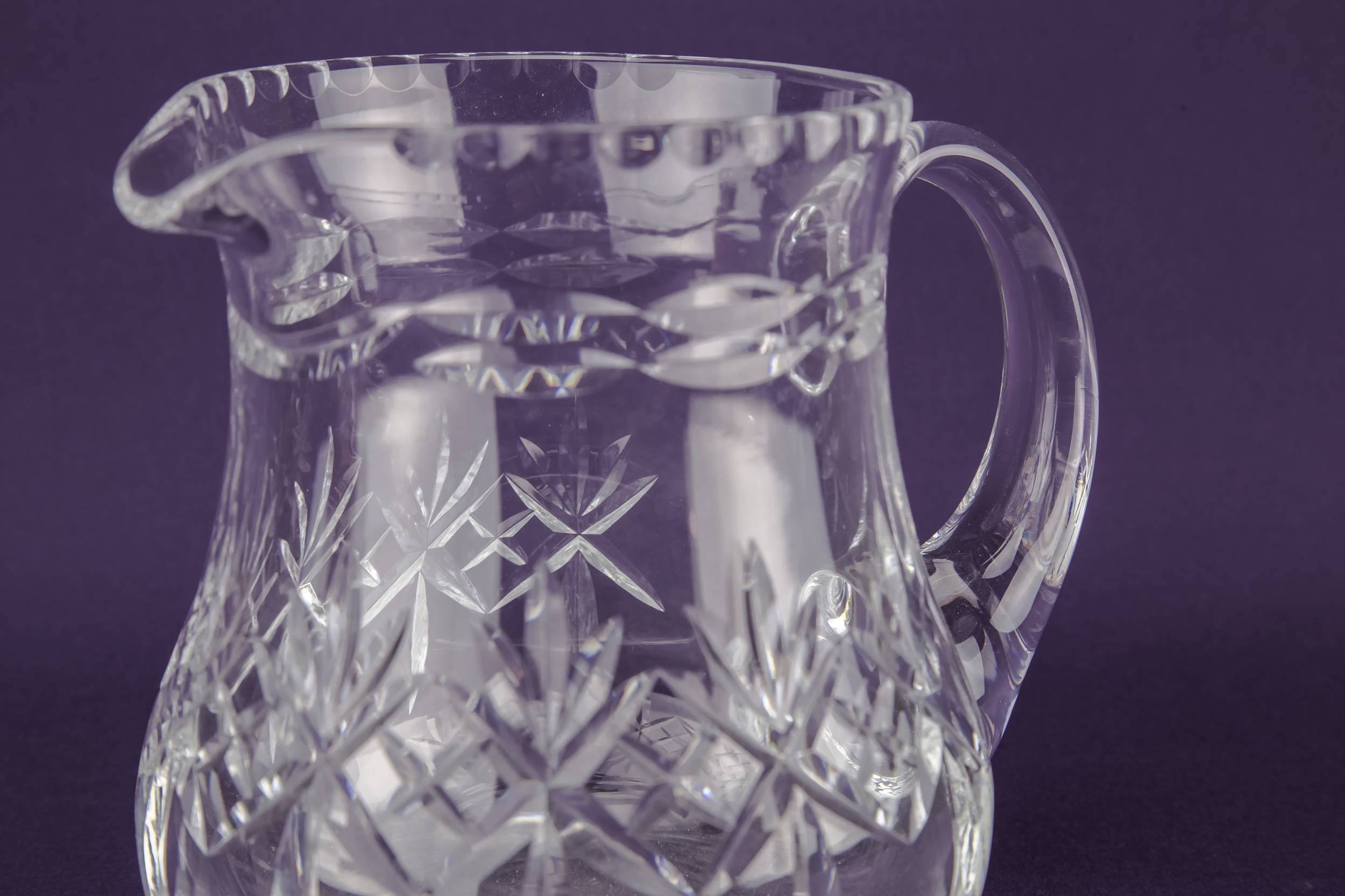 Vintage Medium Crosshatch — Cut glass water jug 3