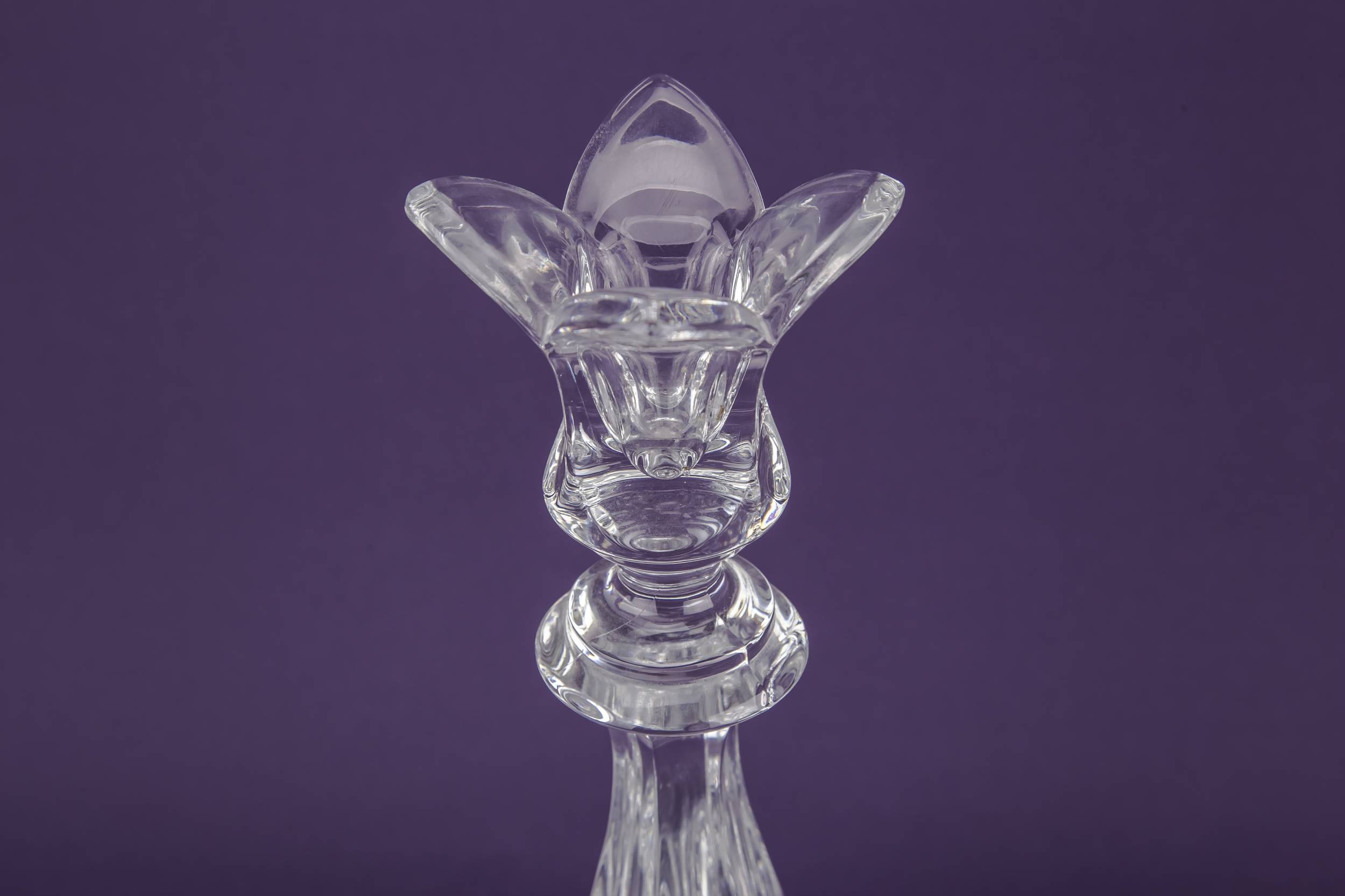 Vintage Glass Panelled — Large glass candlesticks 2