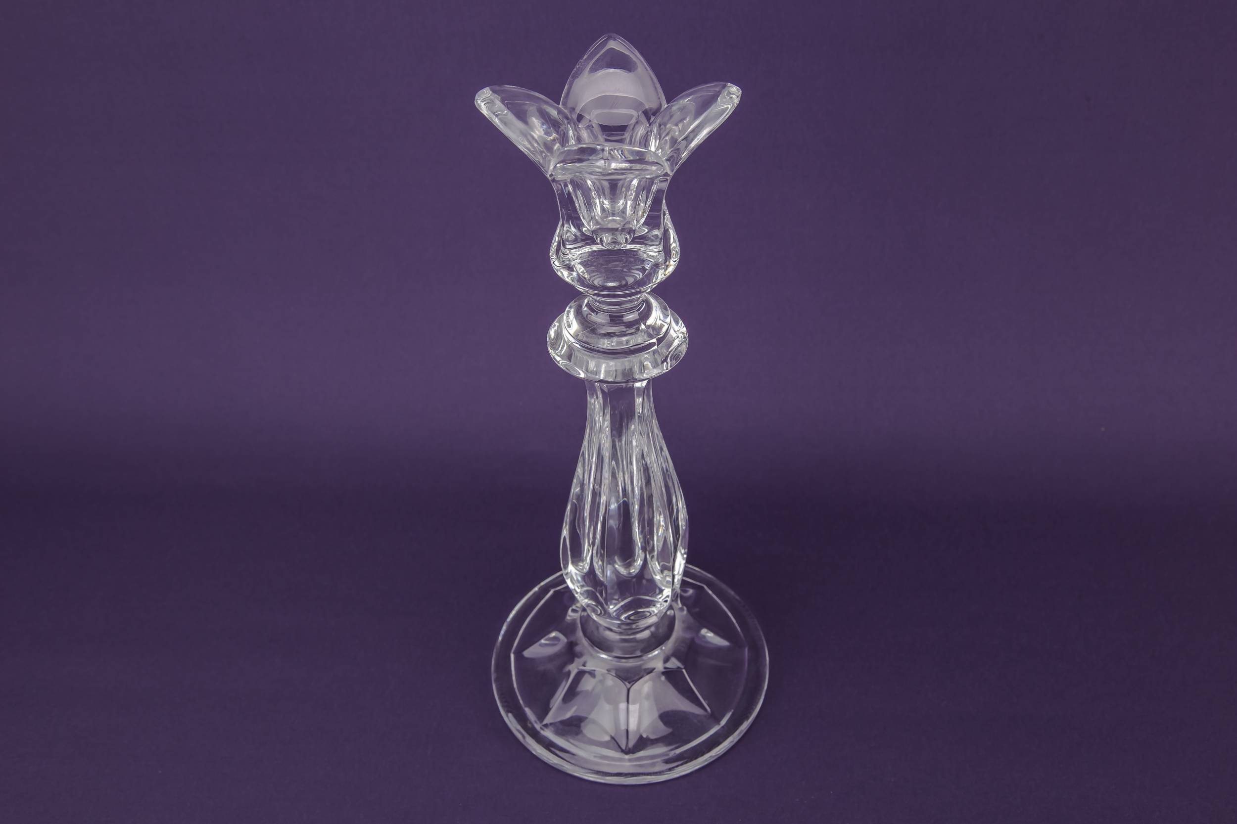 Vintage Glass Panelled — Large glass candlesticks 4