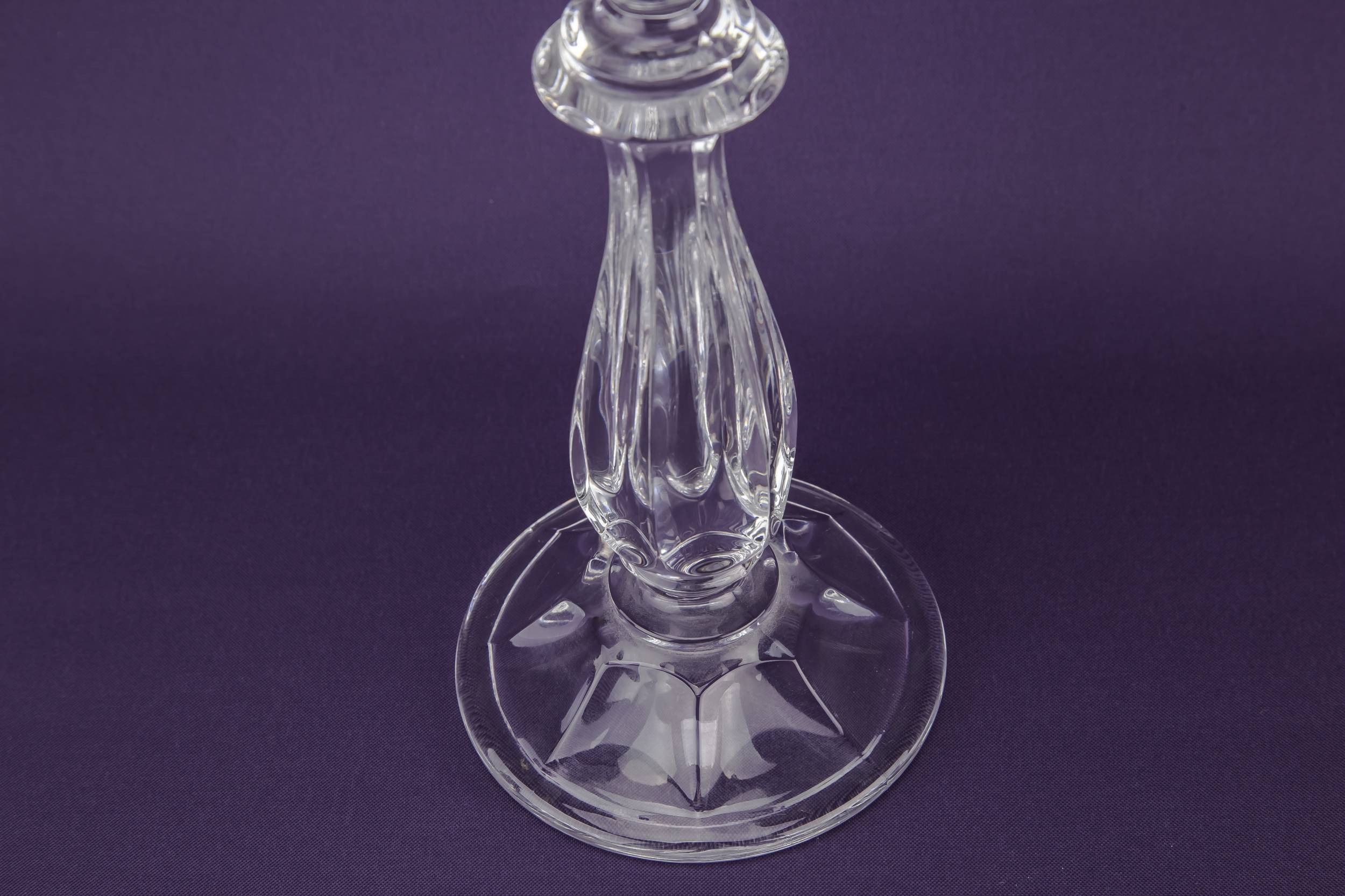 Vintage Glass Panelled — Large glass candlesticks 3