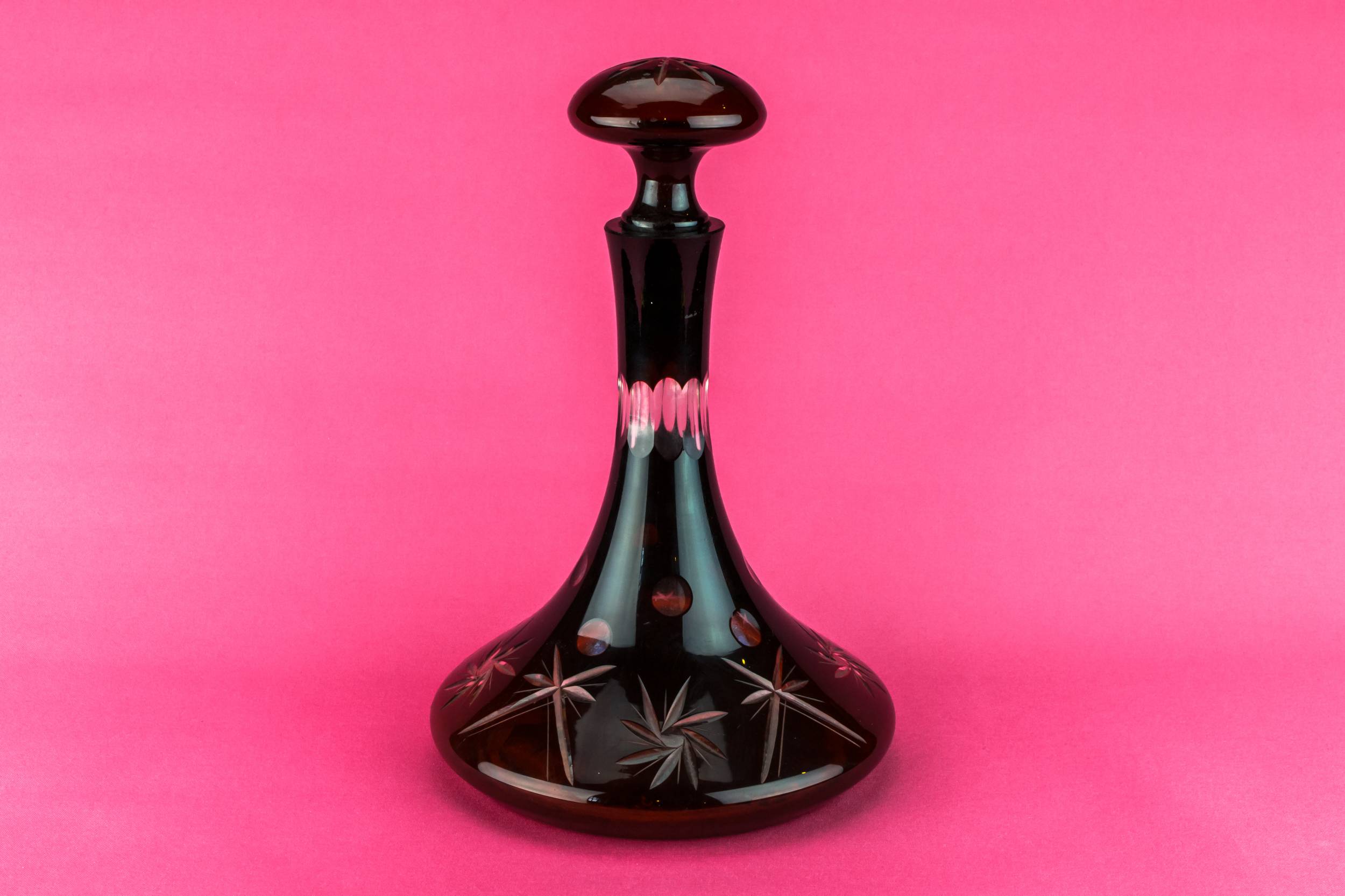 Ruby Red Cut — Ruby red glass ship decanter