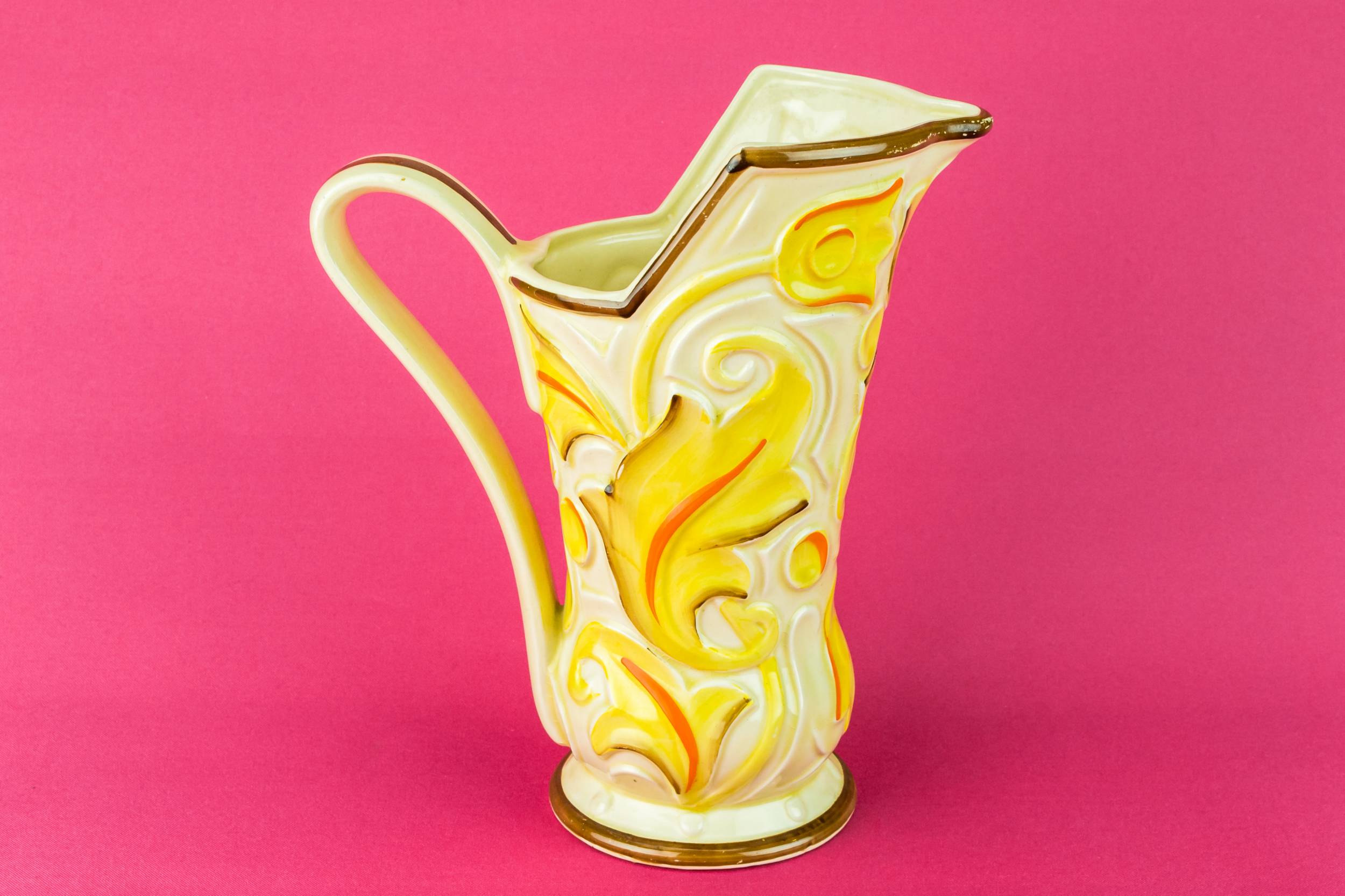 Ceramic Attractive Oil — Floral Art Deco jug