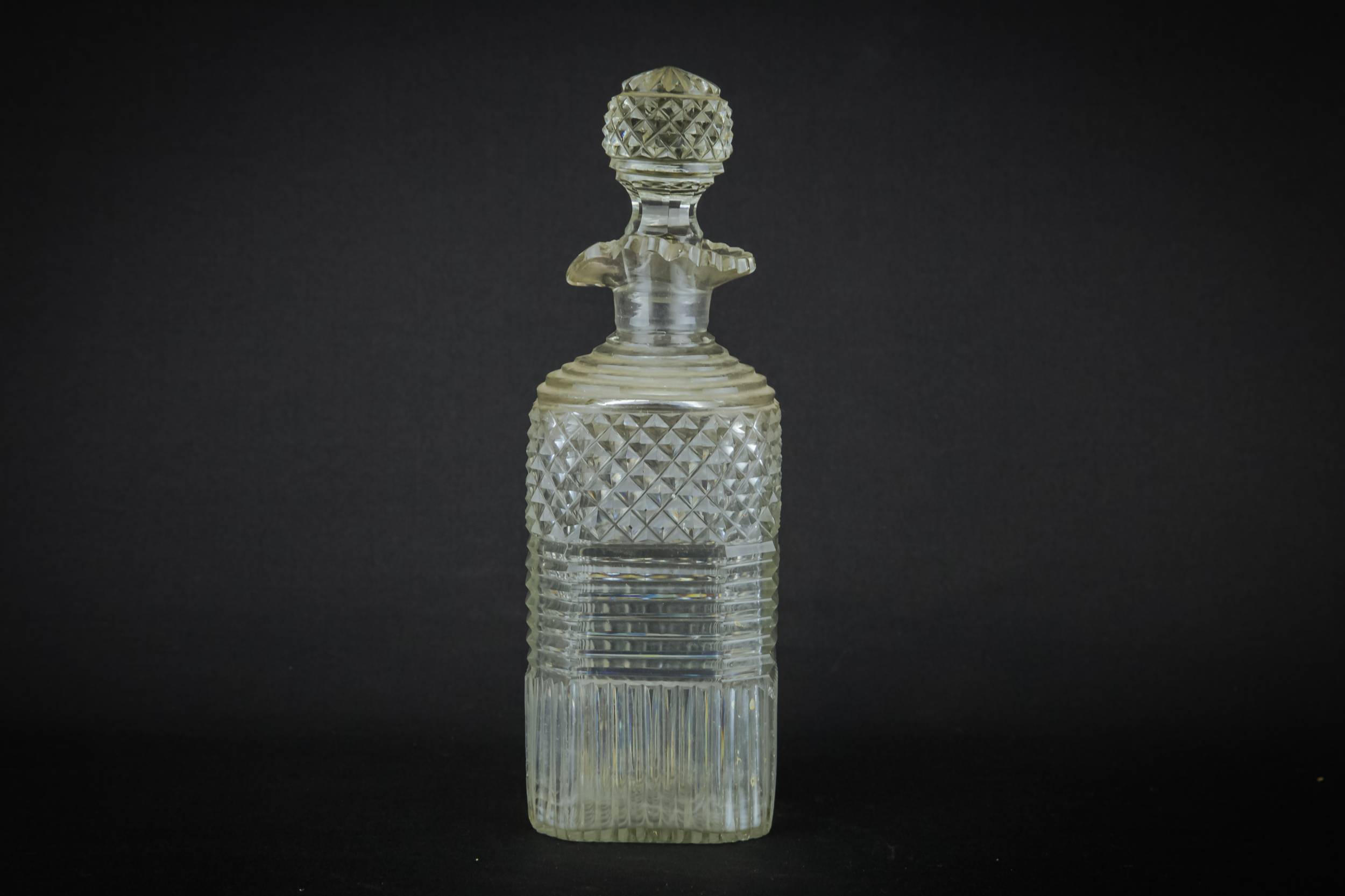 Georgian Cut Glass — Cut glass square decanter