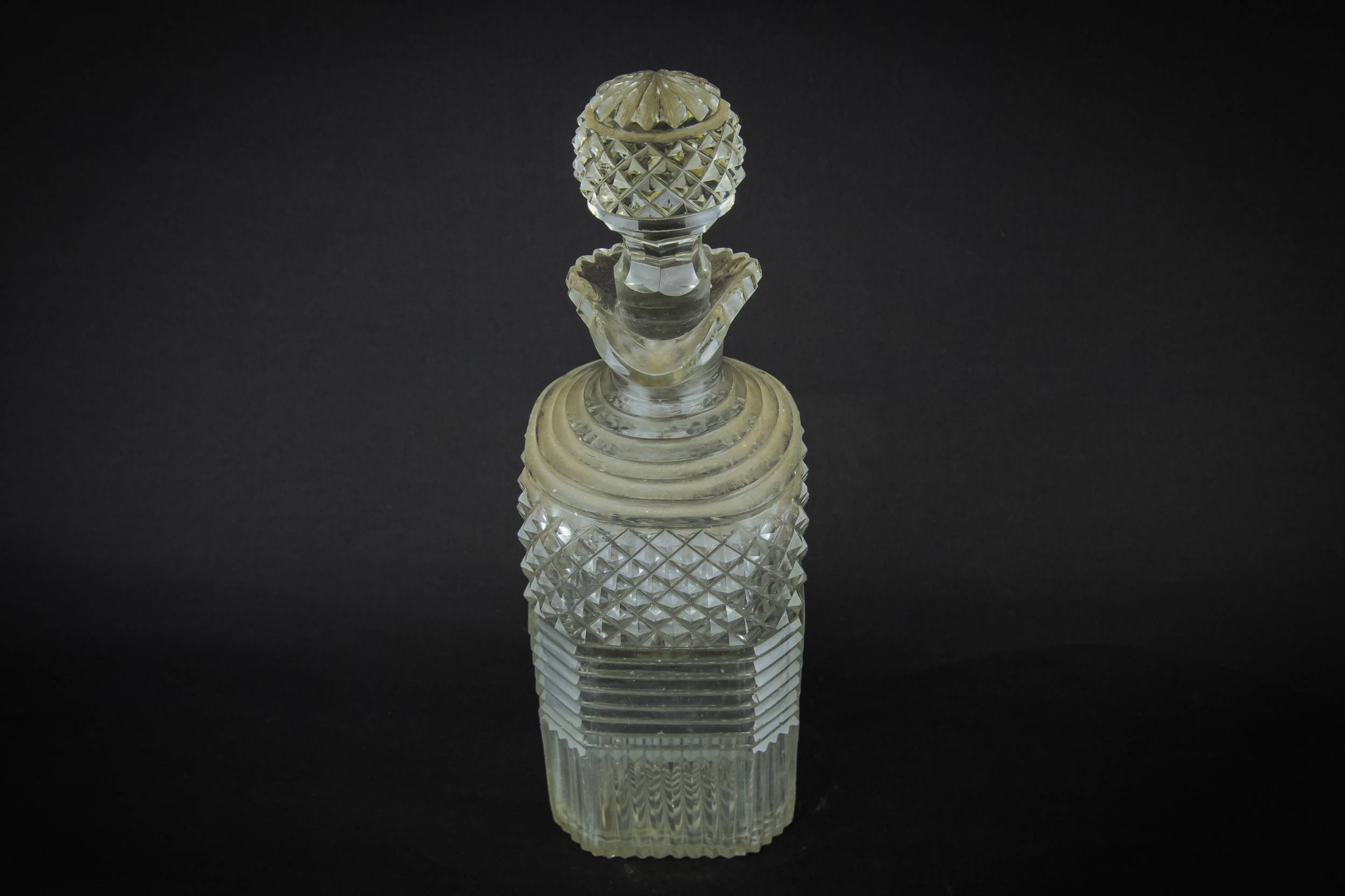 Georgian Cut Glass — Cut glass square decanter 3
