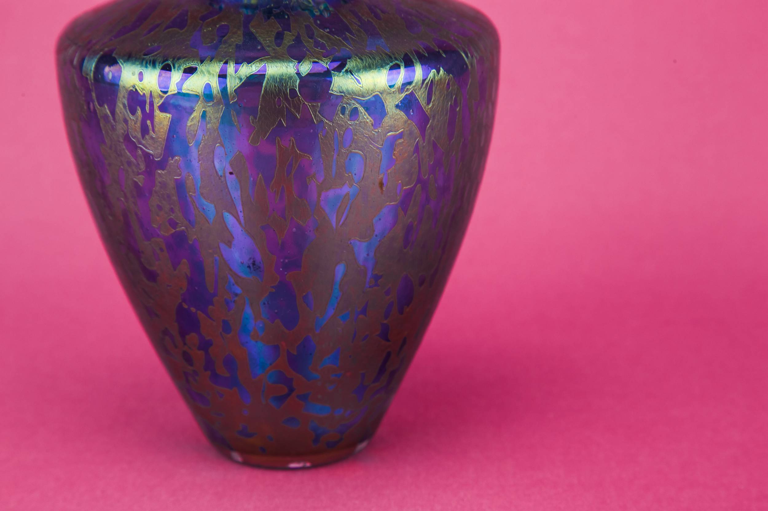 Modernist Glass Abstract — Metallic blue glass vase 2
