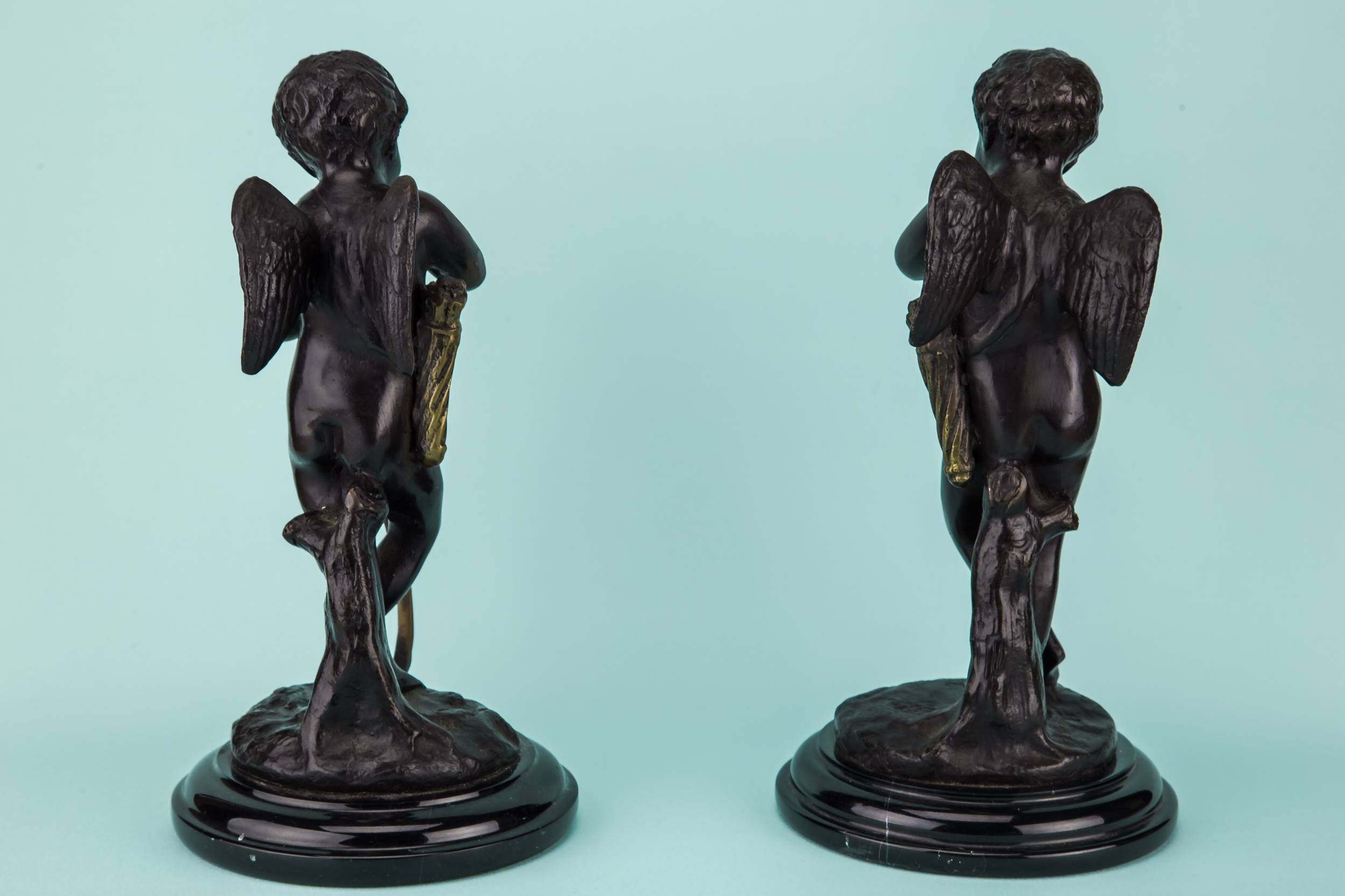 Patinated Brass Neo-classical — Two patonated brass Cupids 1