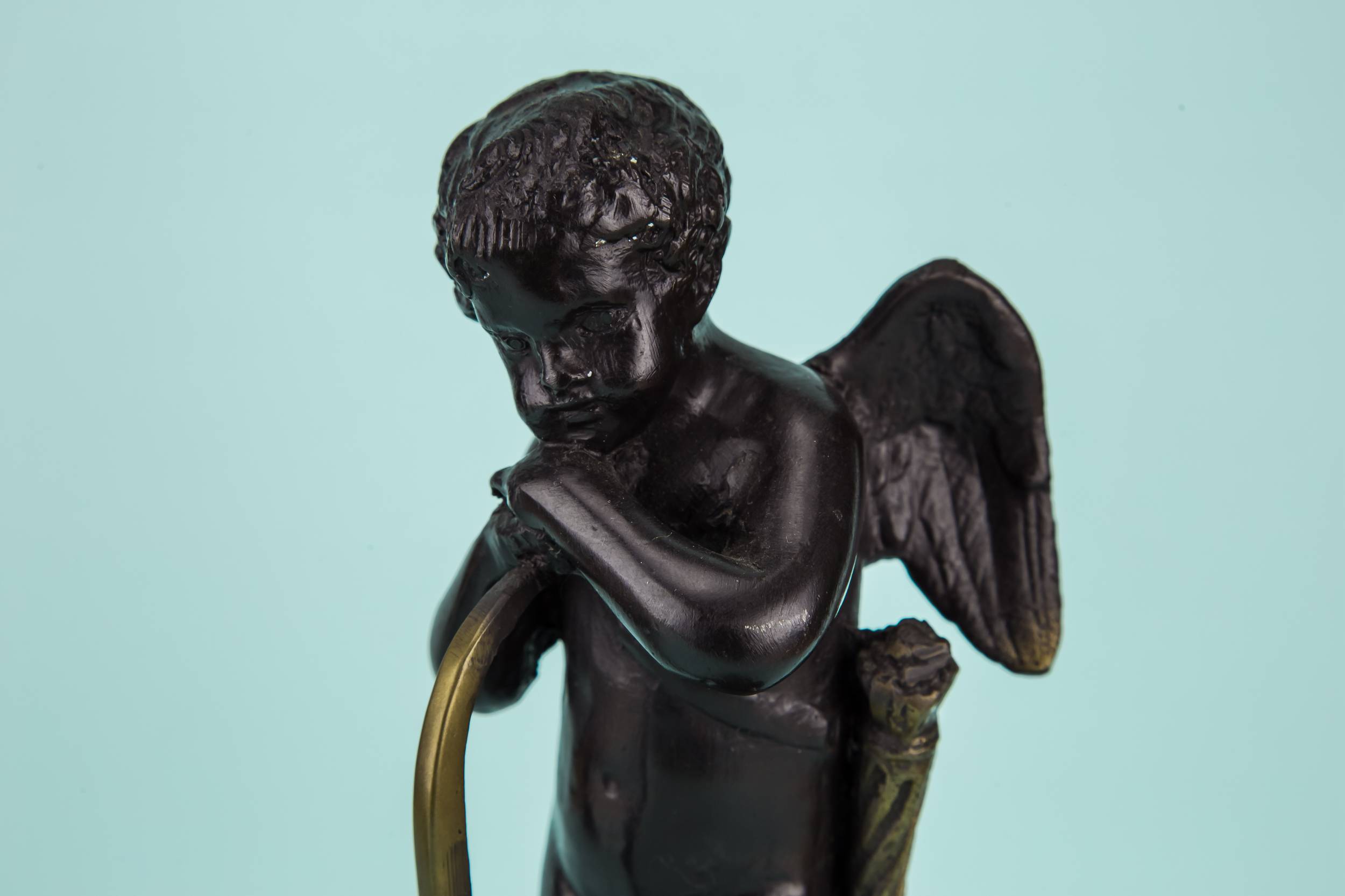 Patinated Brass Neo-classical — Two patonated brass Cupids 4