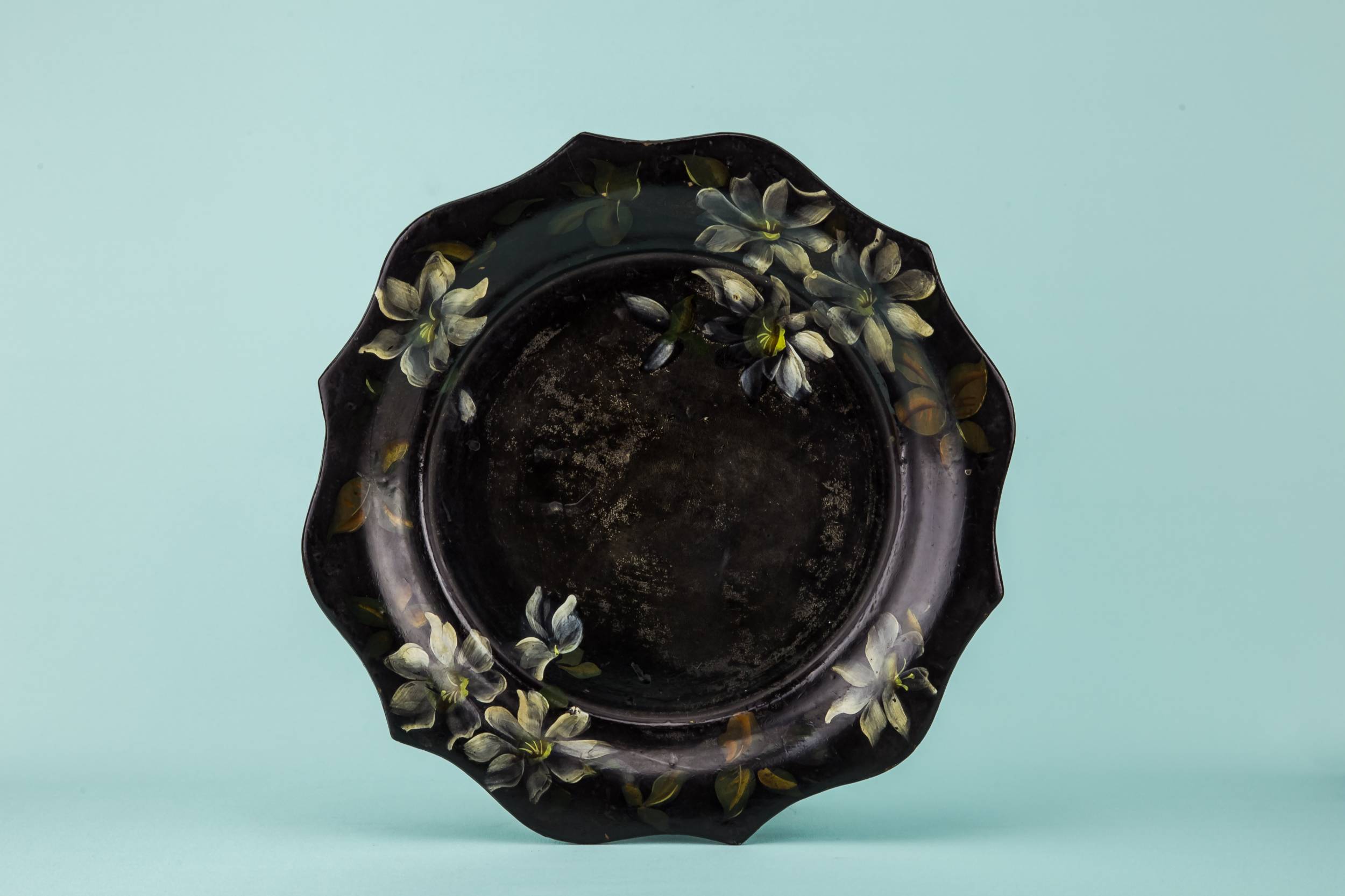 Papier Mache Antique — Floral papier mache bowl