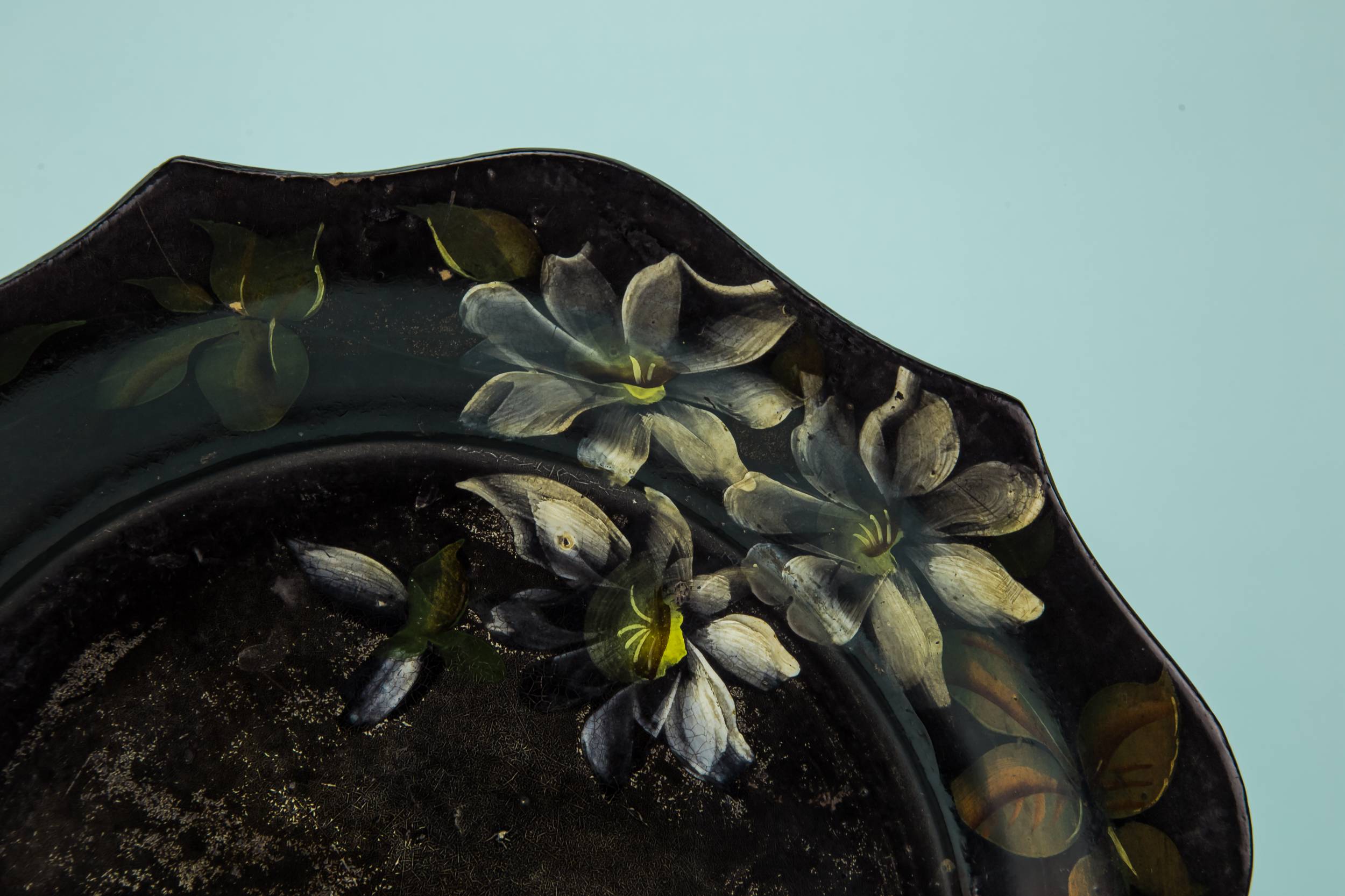 Papier Mache Antique — Floral papier mache bowl 1
