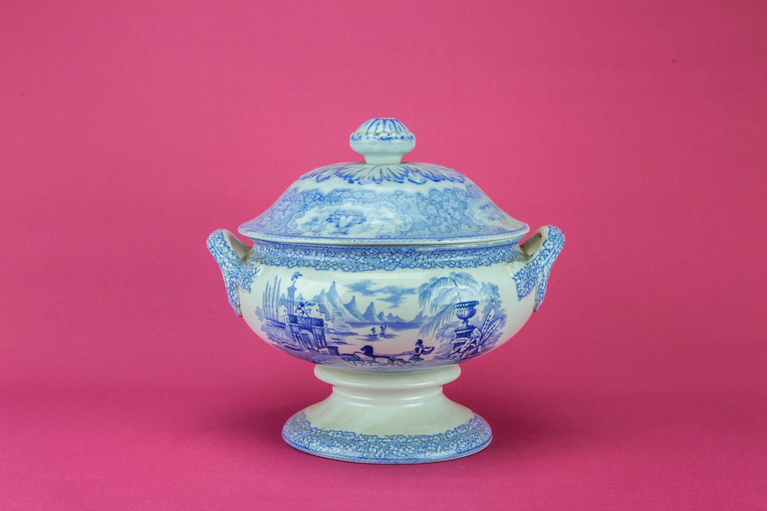 Antique Victorian Landscape — Large Victorian tureen