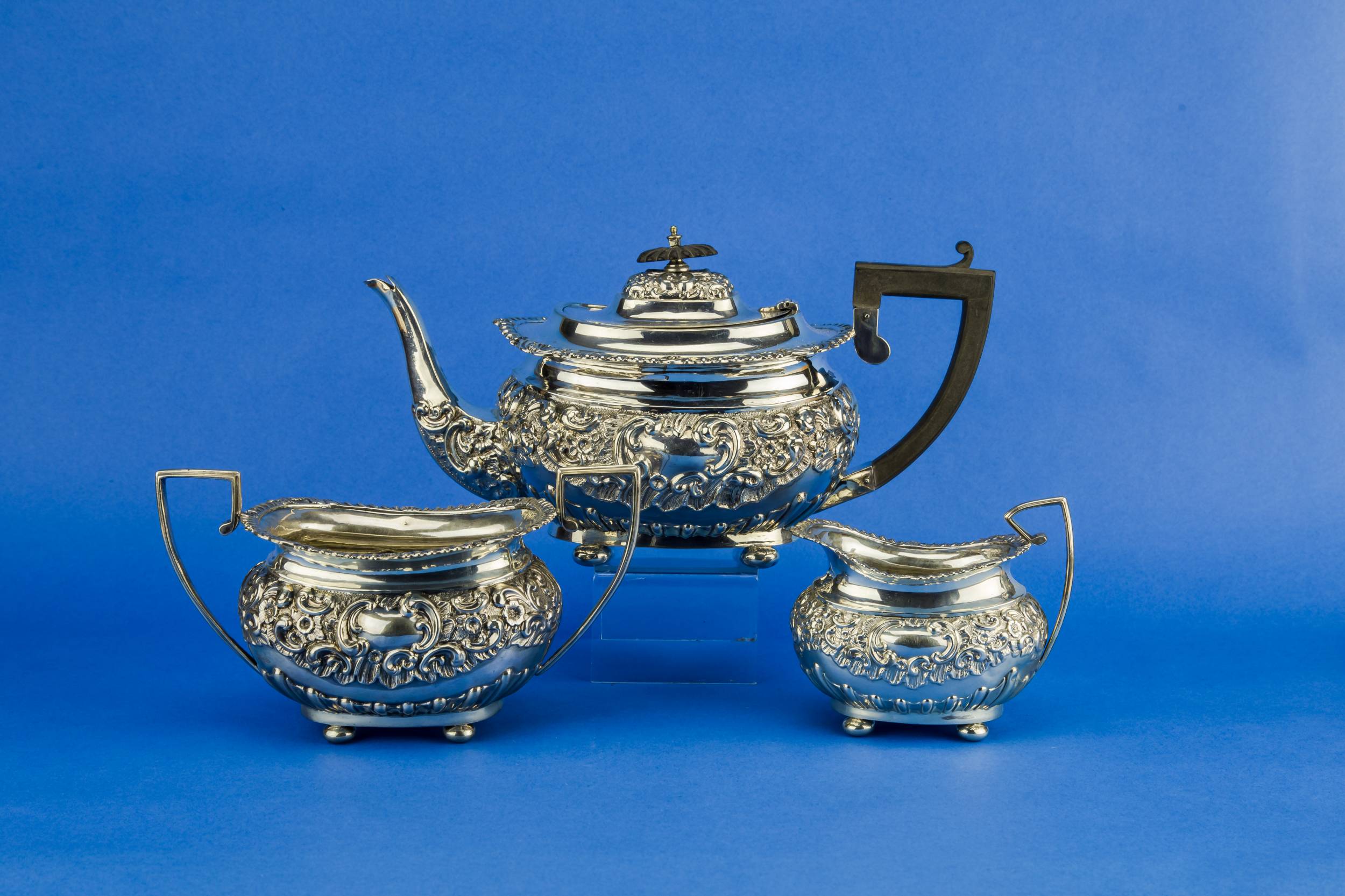 Piece Antique Sterling — Sterling silver tea set