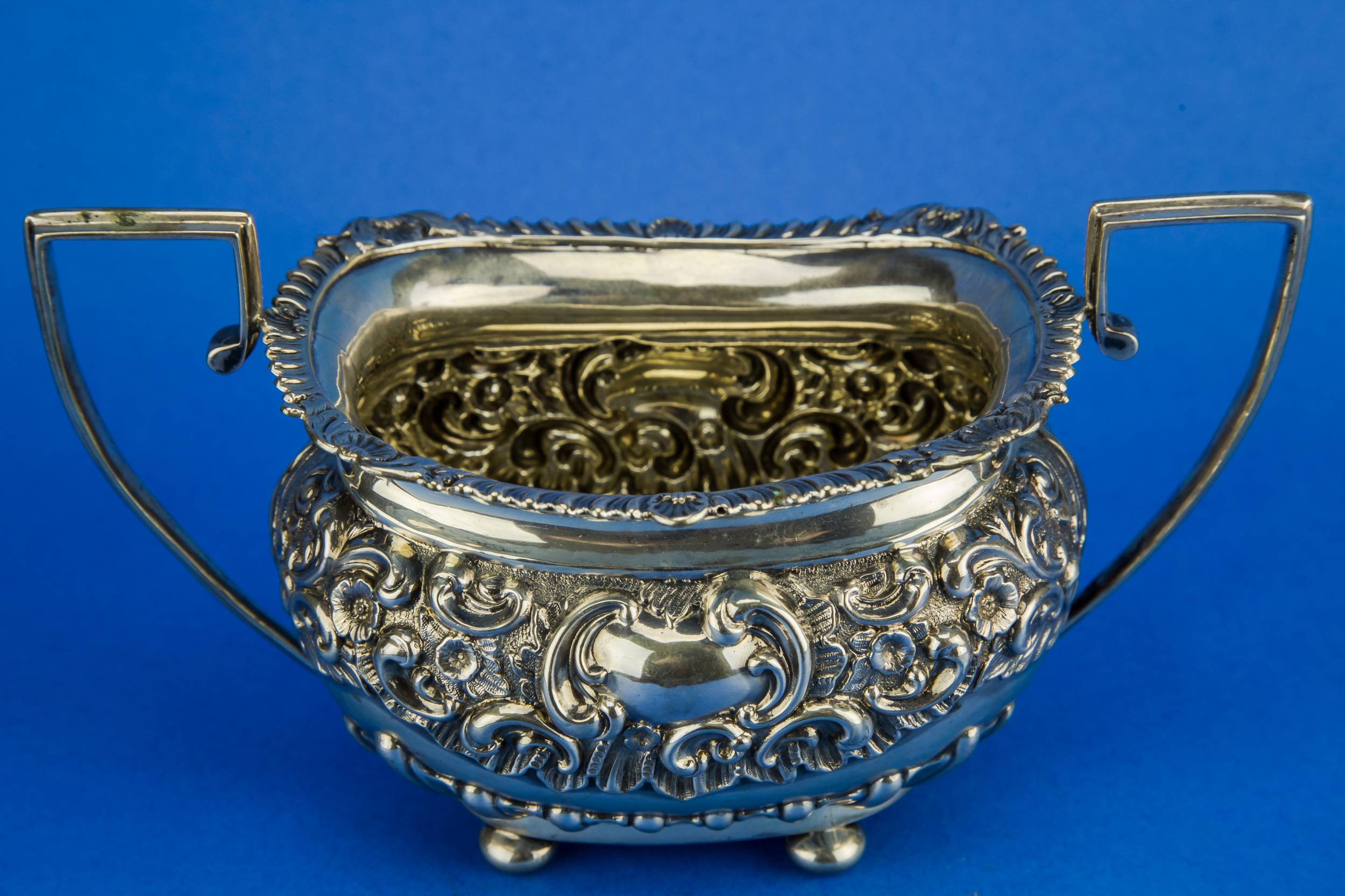 Piece Antique Sterling — Sterling silver tea set 10