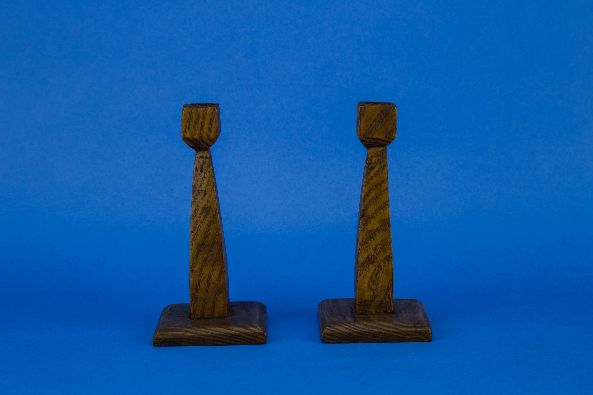 Arts Crafts Wood — 2 rustic candlesticks