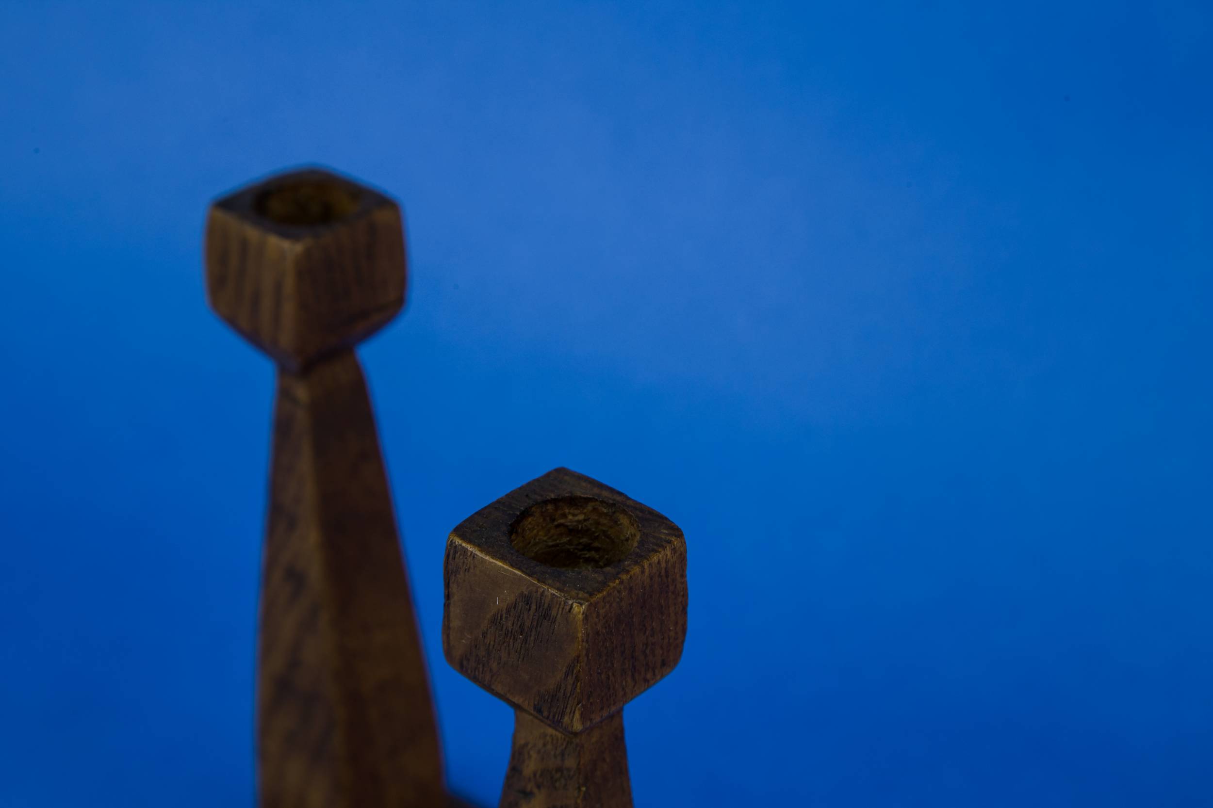 Arts Crafts Wood — 2 rustic candlesticks 1