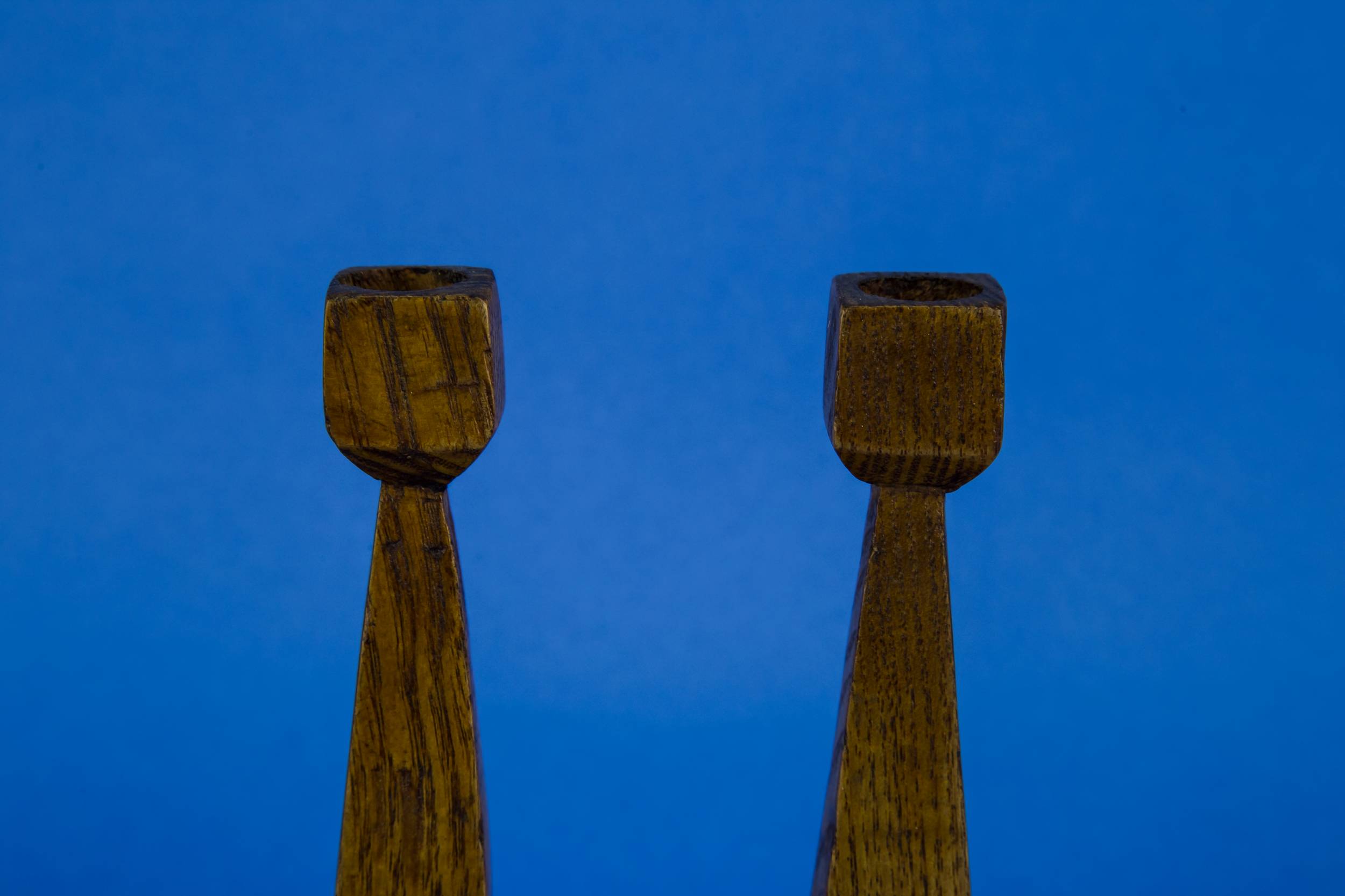 Arts Crafts Wood — 2 rustic candlesticks 3