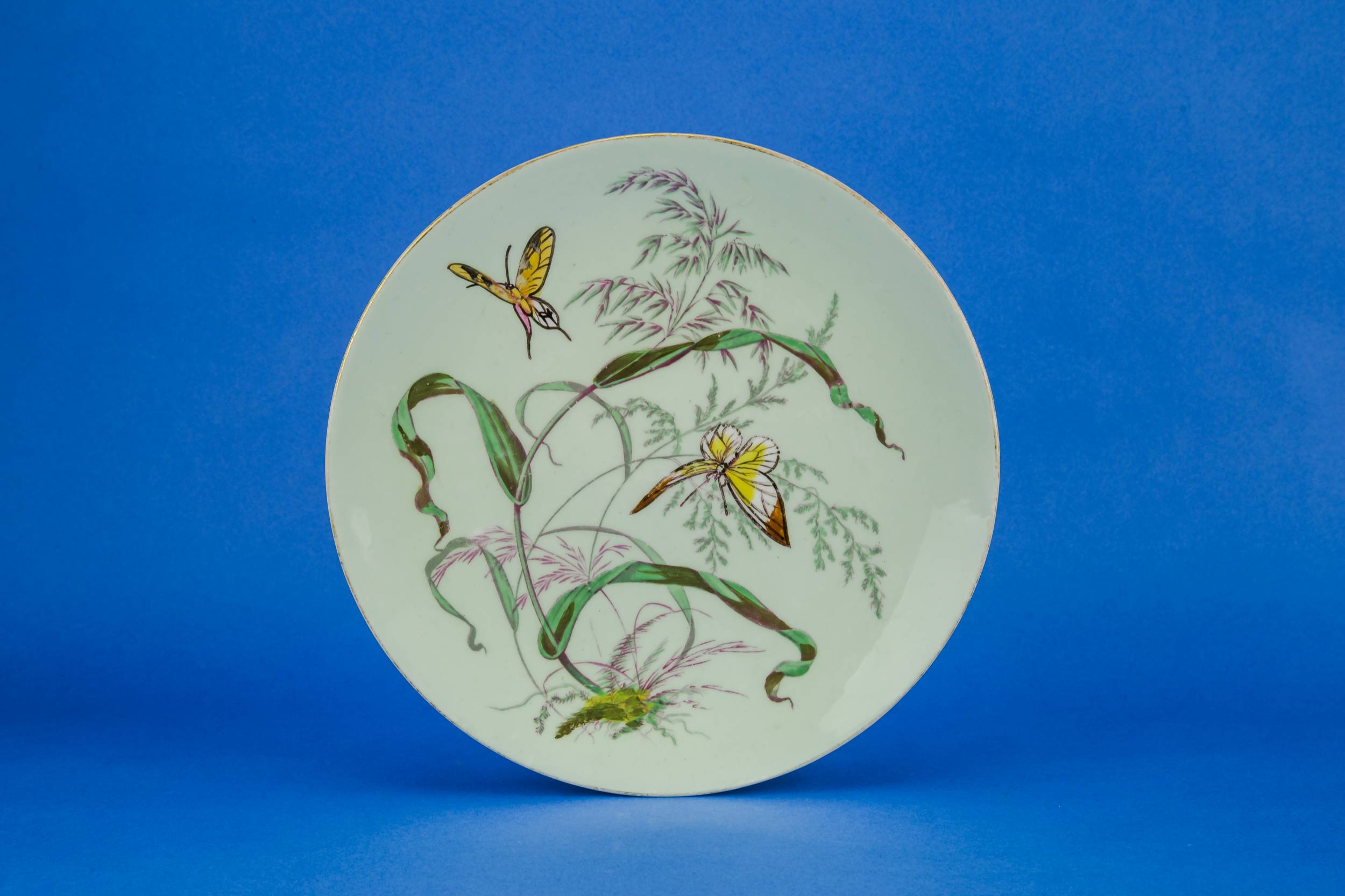 Aesthetic Movement Elegant — Butterflies painted plate