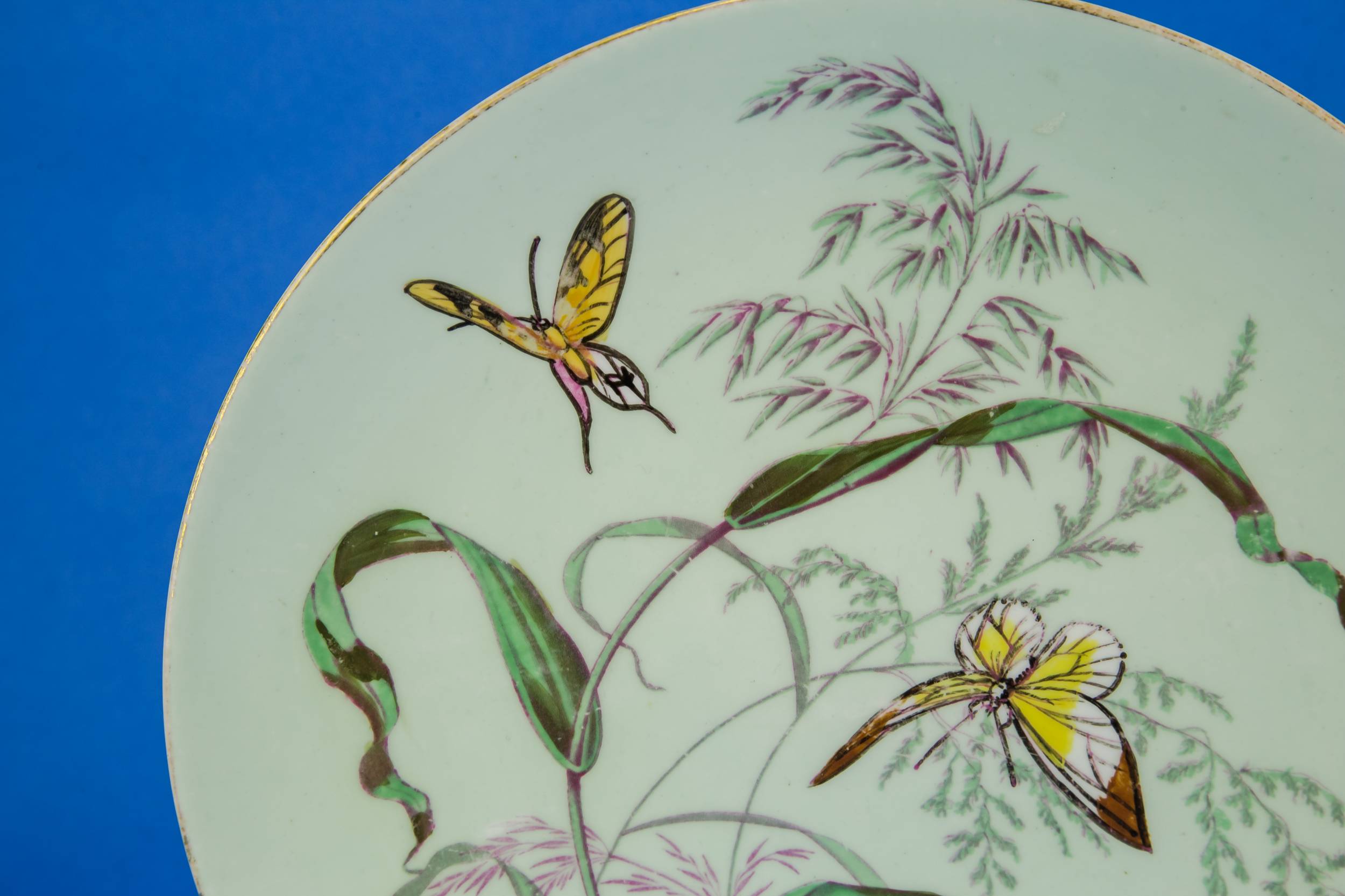 Aesthetic Movement Elegant — Butterflies painted plate 1