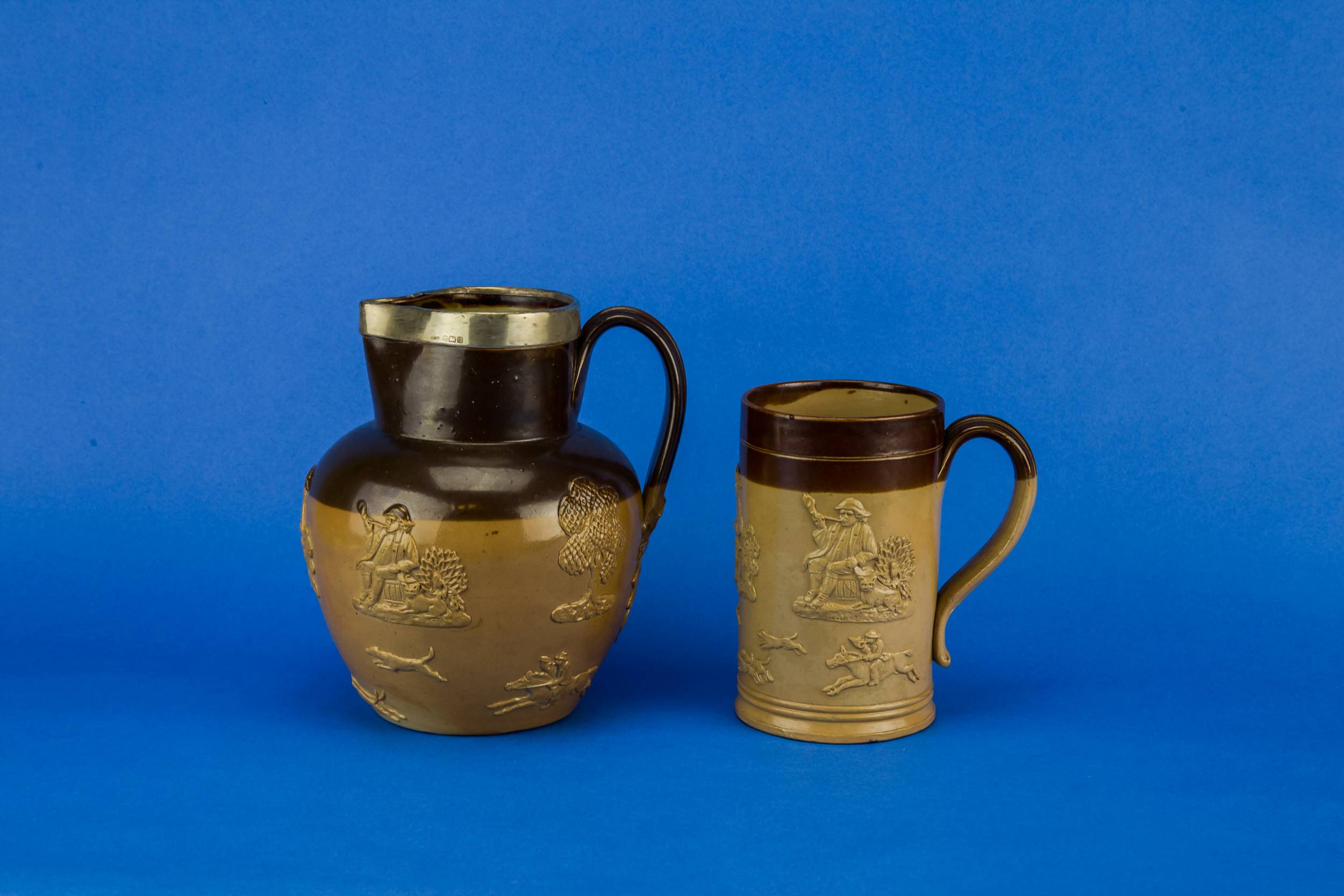 Antique Rustic Doulton — Water jug and tankard