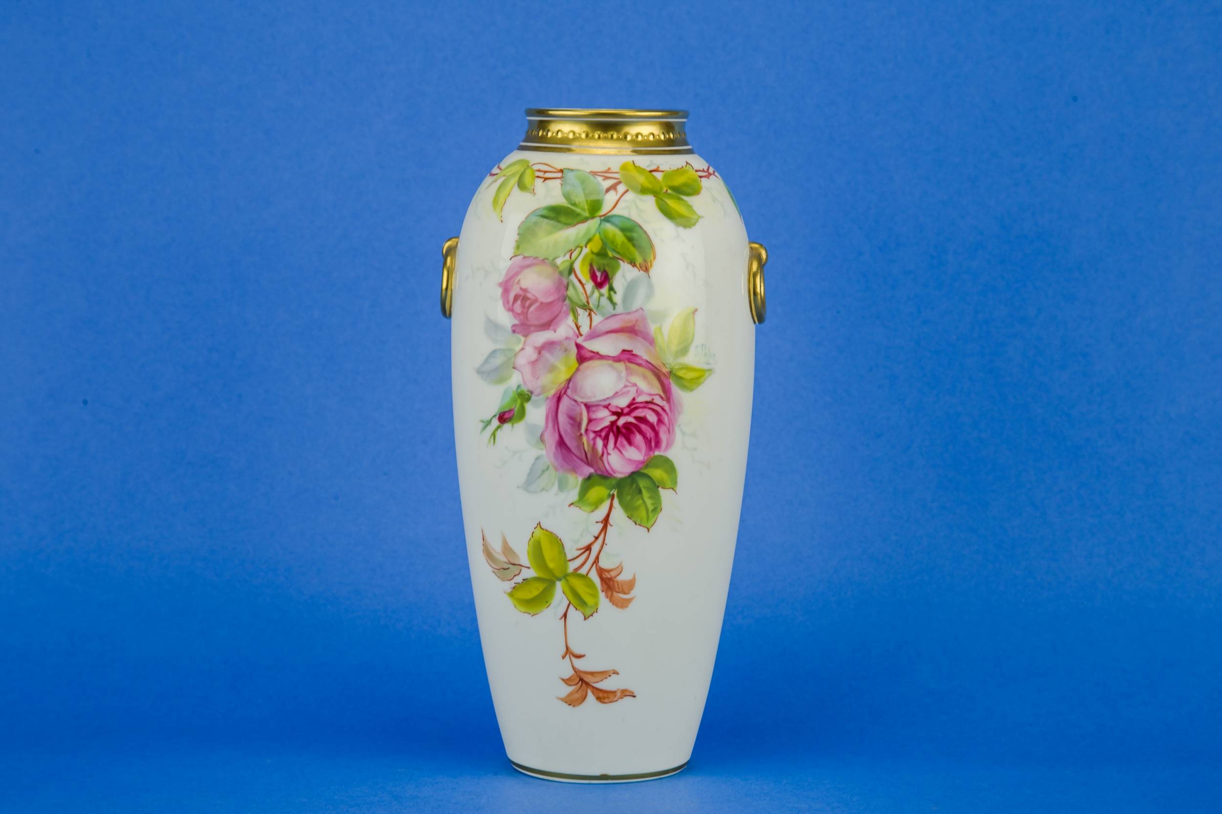 Antique Art Nouveau — Hand painted flower vase
