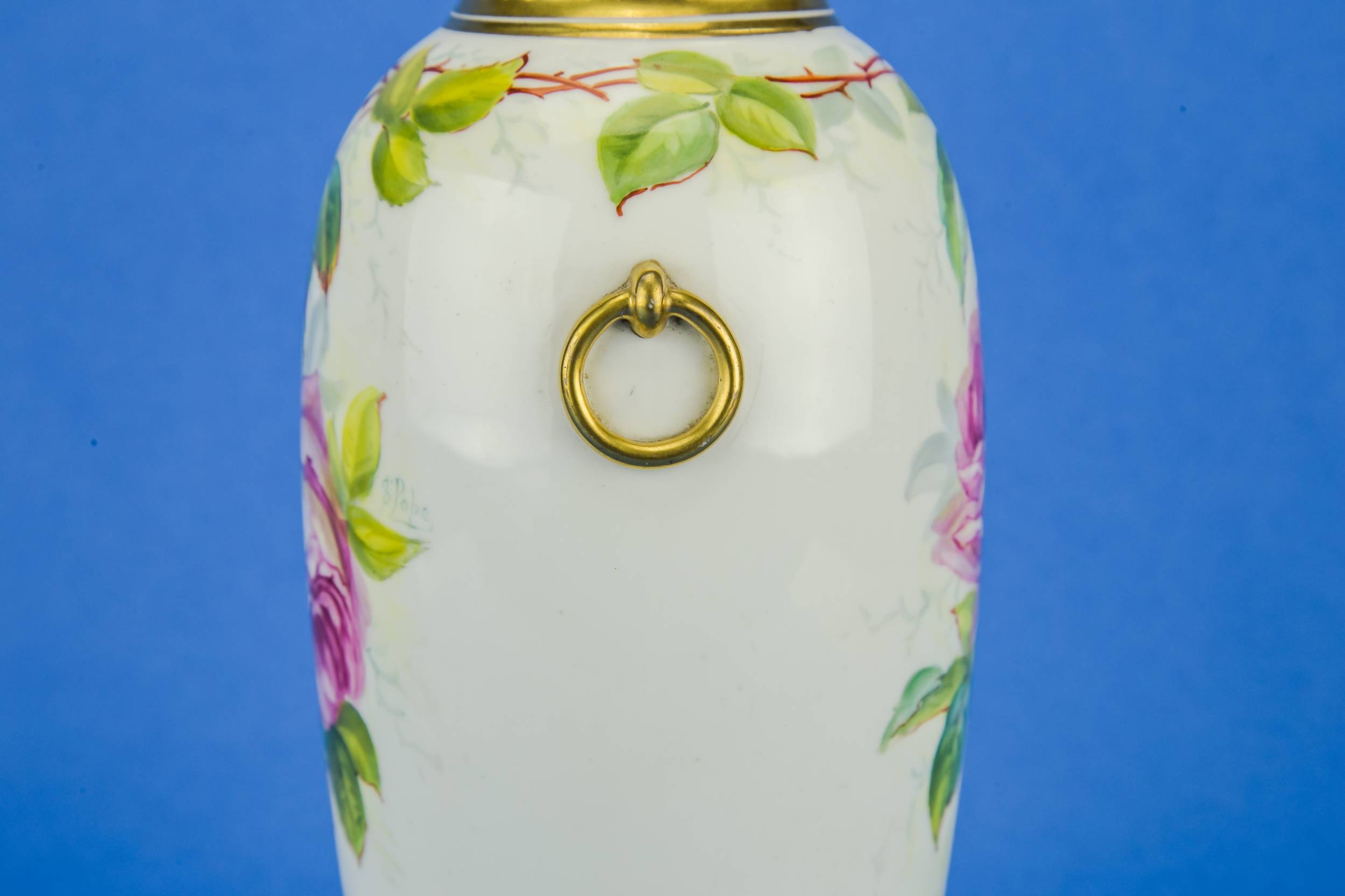Antique Art Nouveau — Hand painted flower vase 2