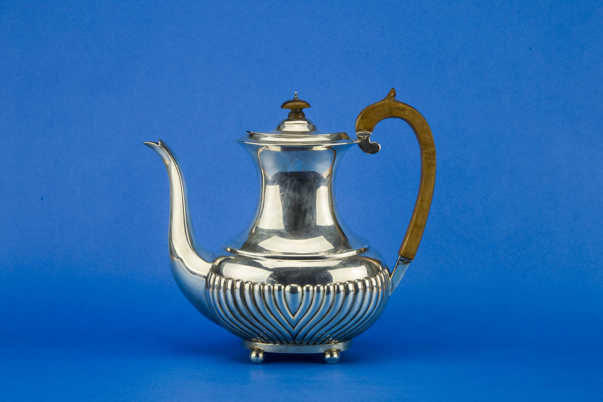Victorian Classical Gadrooned — Sterling silver coffee pot