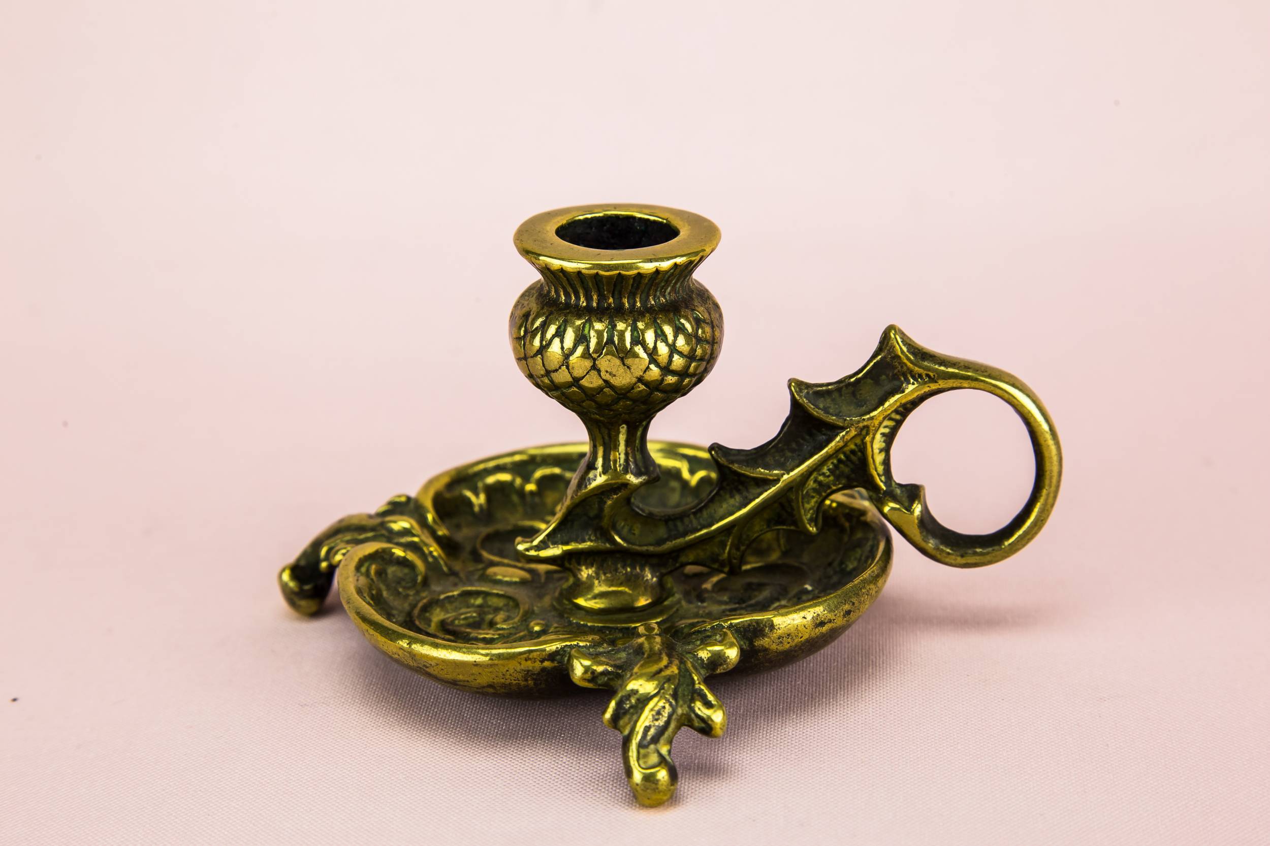Brass Victorian Thistles — 2 small candlesticks 2