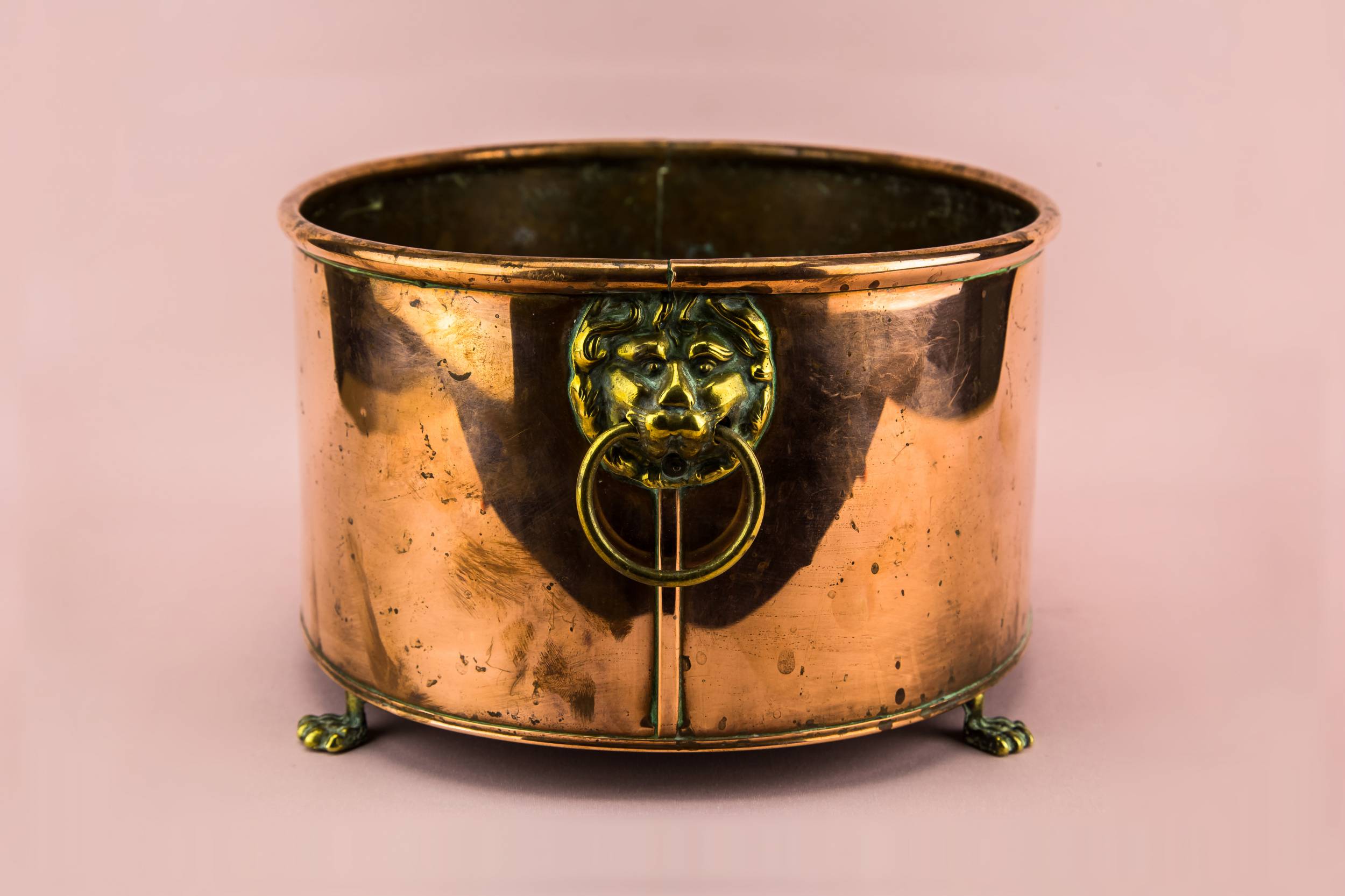 Copper Neo-classical PLANTER — Copper planter lion handle