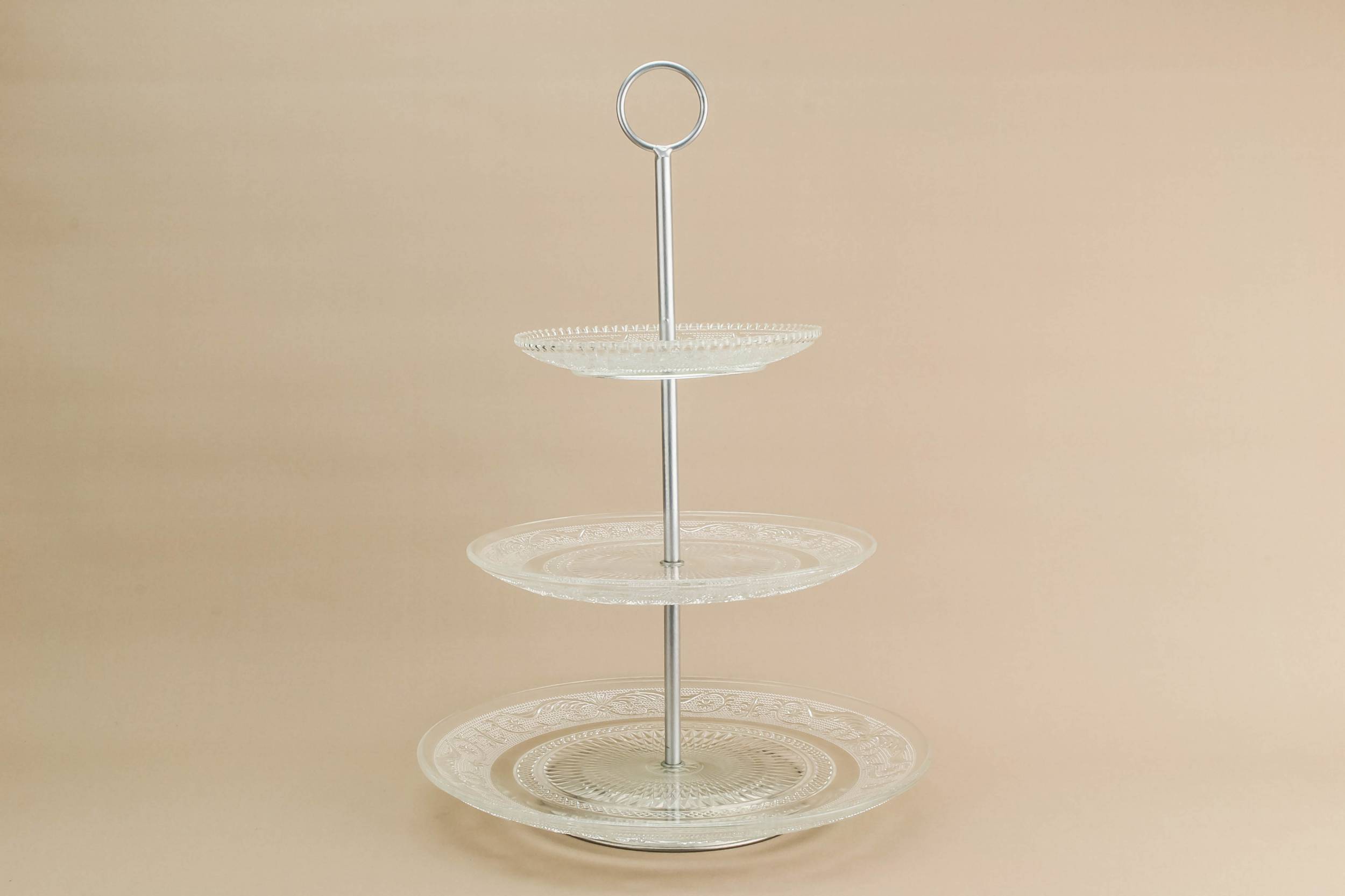 Classical Glass Floral — 3 tier glass cake stand