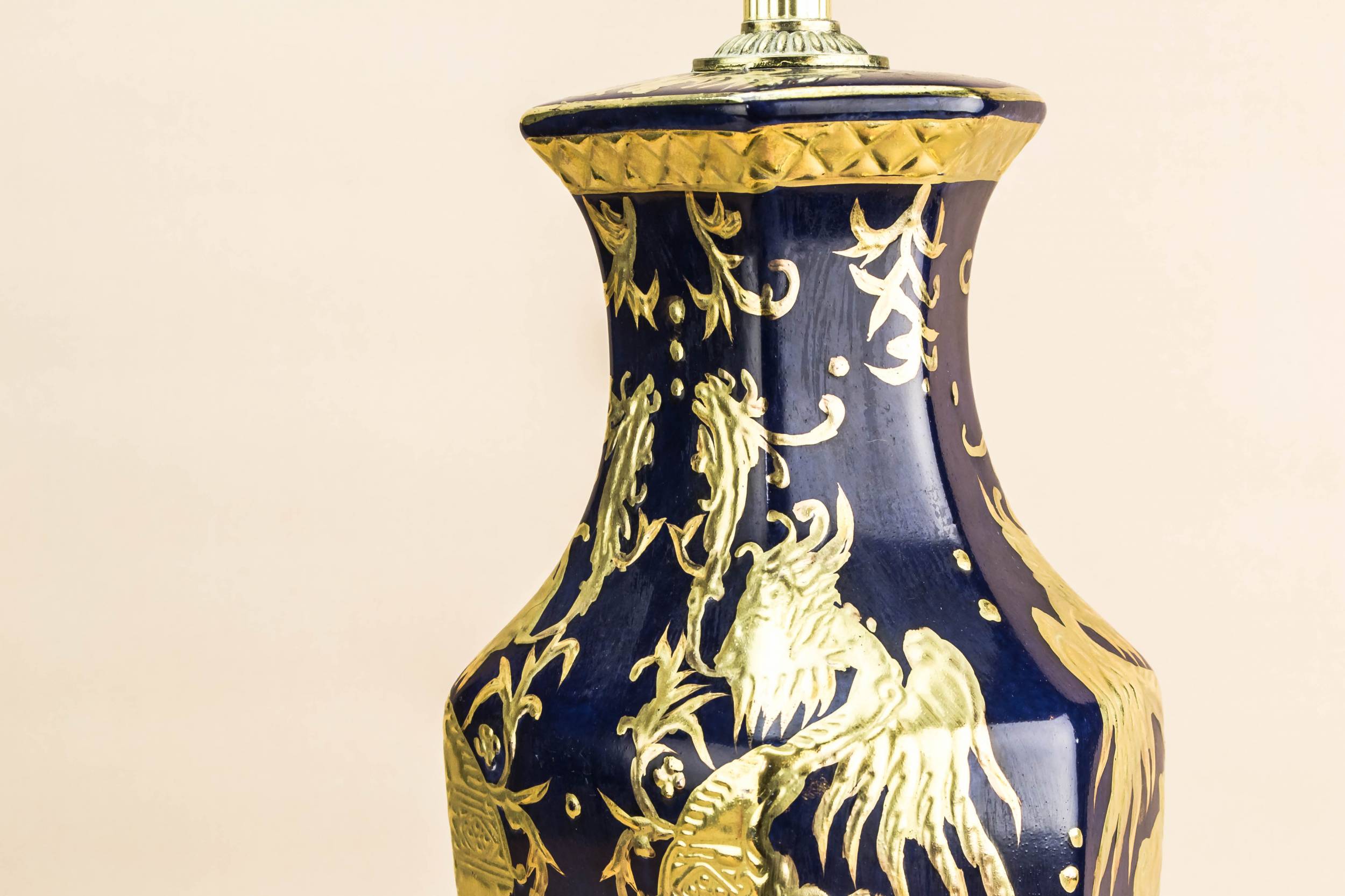Impressive Vintage Dragons — Blue and gold lamp 2