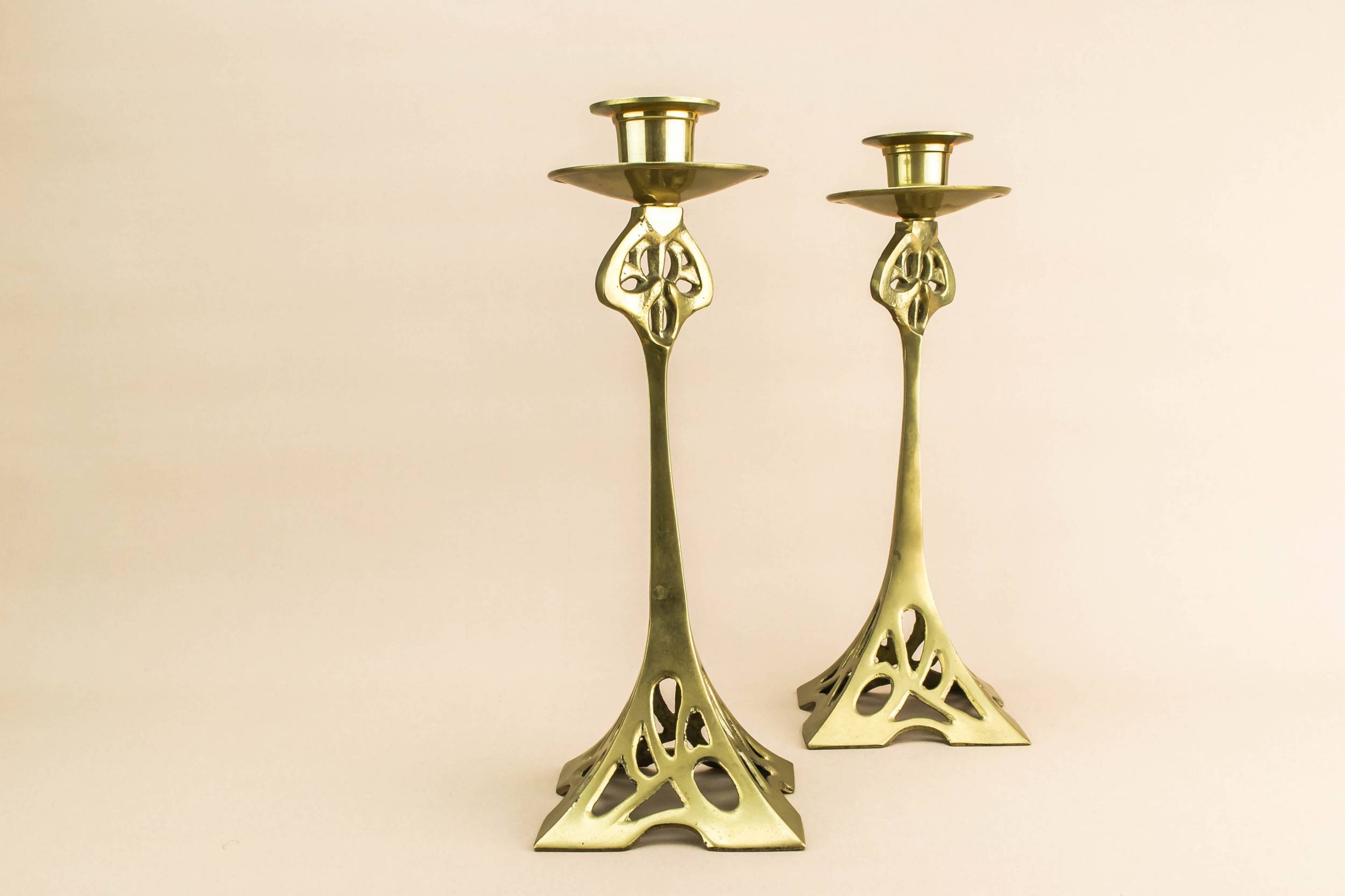 Modern Elegant Reticulated — 2 brass candlesticks 1