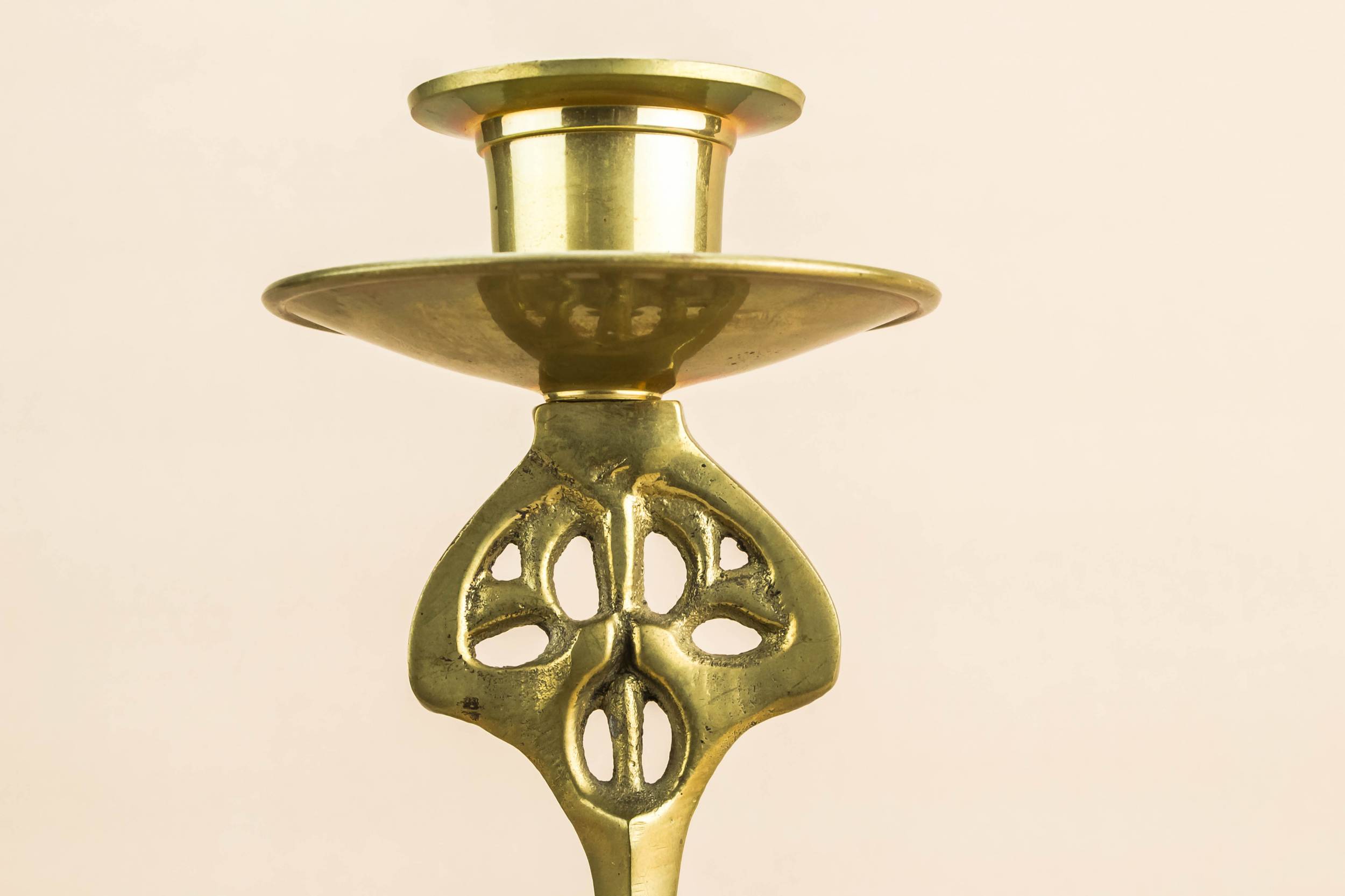 Modern Elegant Reticulated — 2 brass candlesticks 3