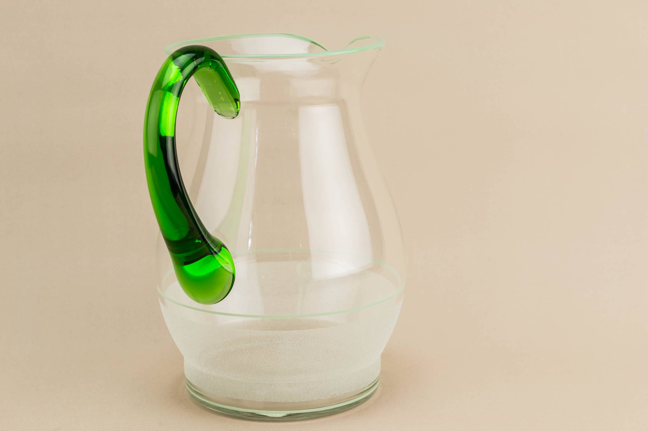 Mid-century Modern Green — Green glass water jug 1