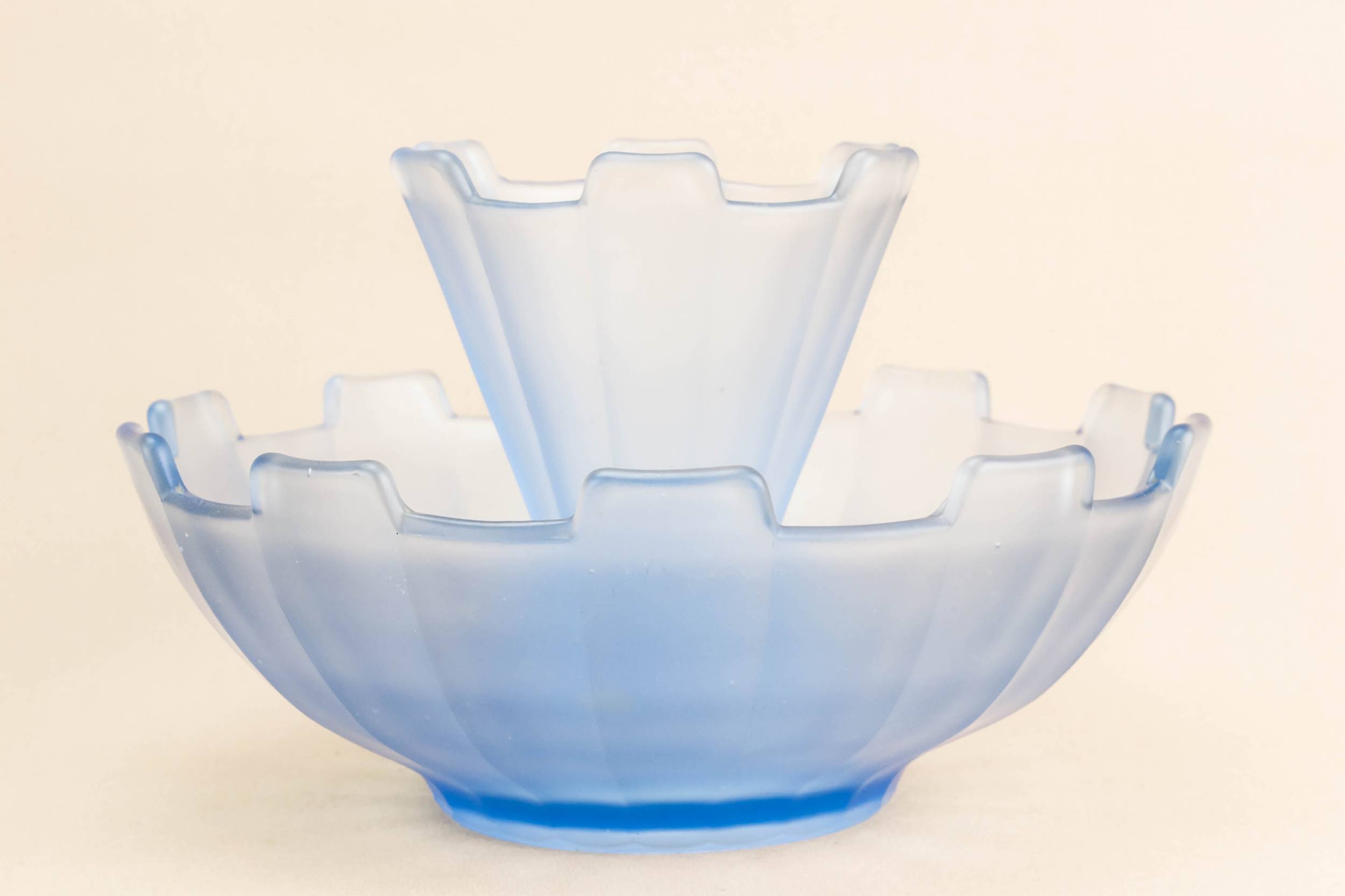 Elegant Mid-century Modern — Blue glass vase flower frog 3