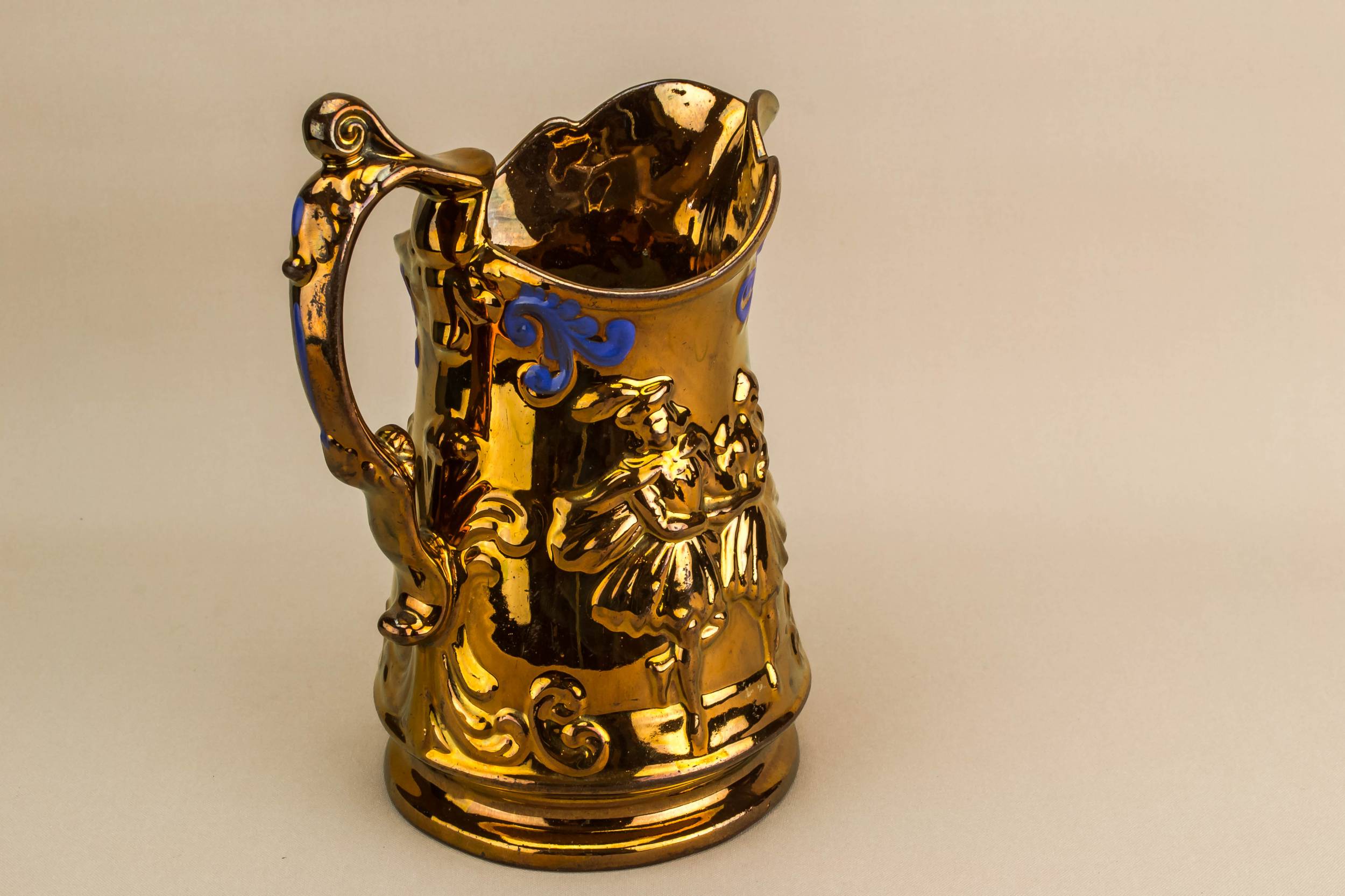 Antique Spectacular Lemonade — Bronze lustre water jug 1